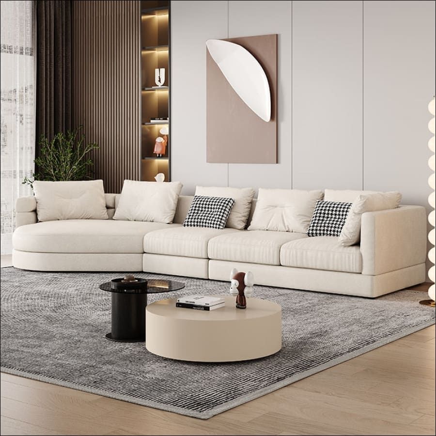 Cream Colored Curved Corner L Shape Couch | Hausgem Regarding Sofas In Cream (Photo 2 of 15)