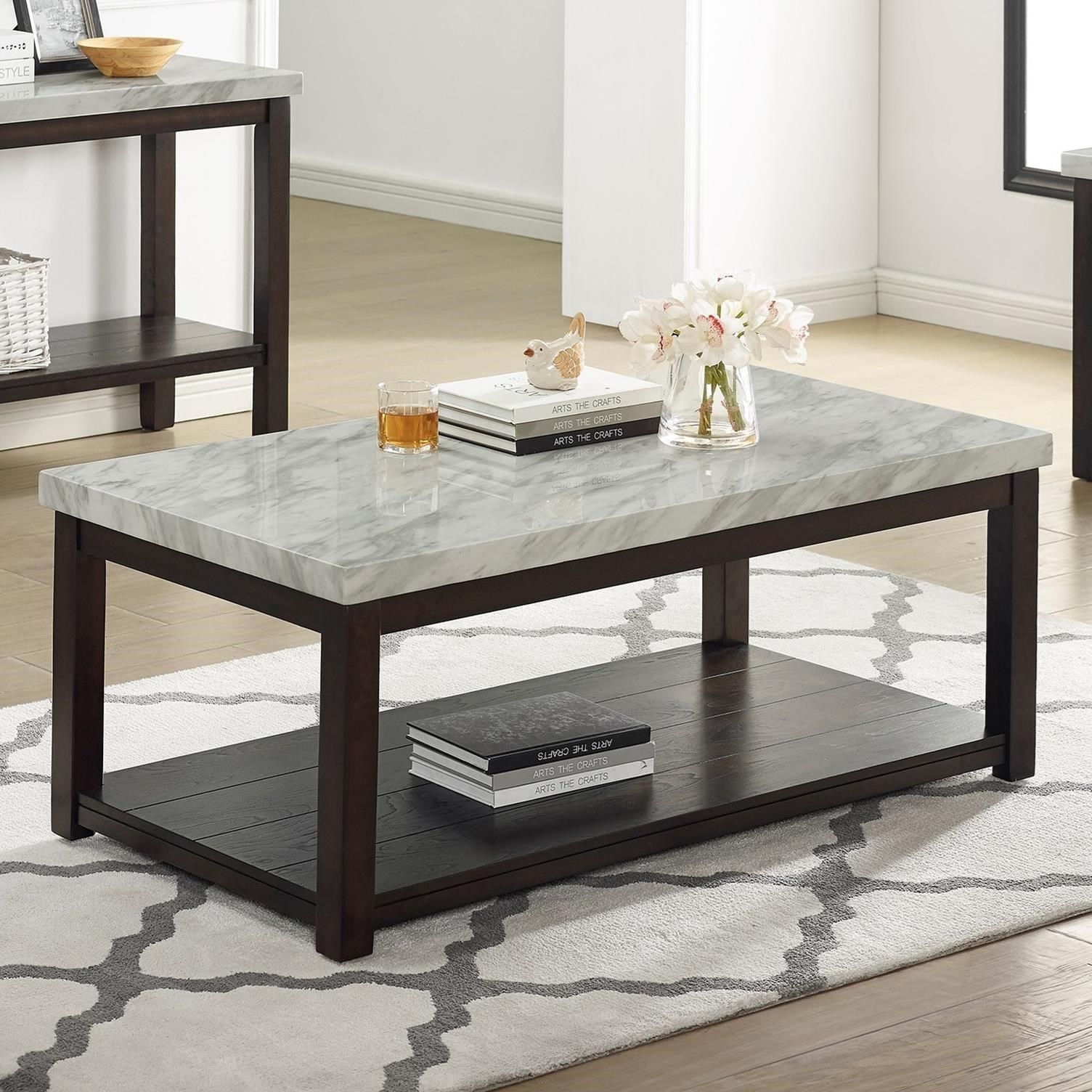 Crown Mark Deacon 4276 01 Transitional Cocktail Table With Faux Marble Top  And Casters | Bullard Furniture | Occ – Cocktail Coffee Tables Pertaining To Coffee Tables With Casters (Photo 9 of 15)