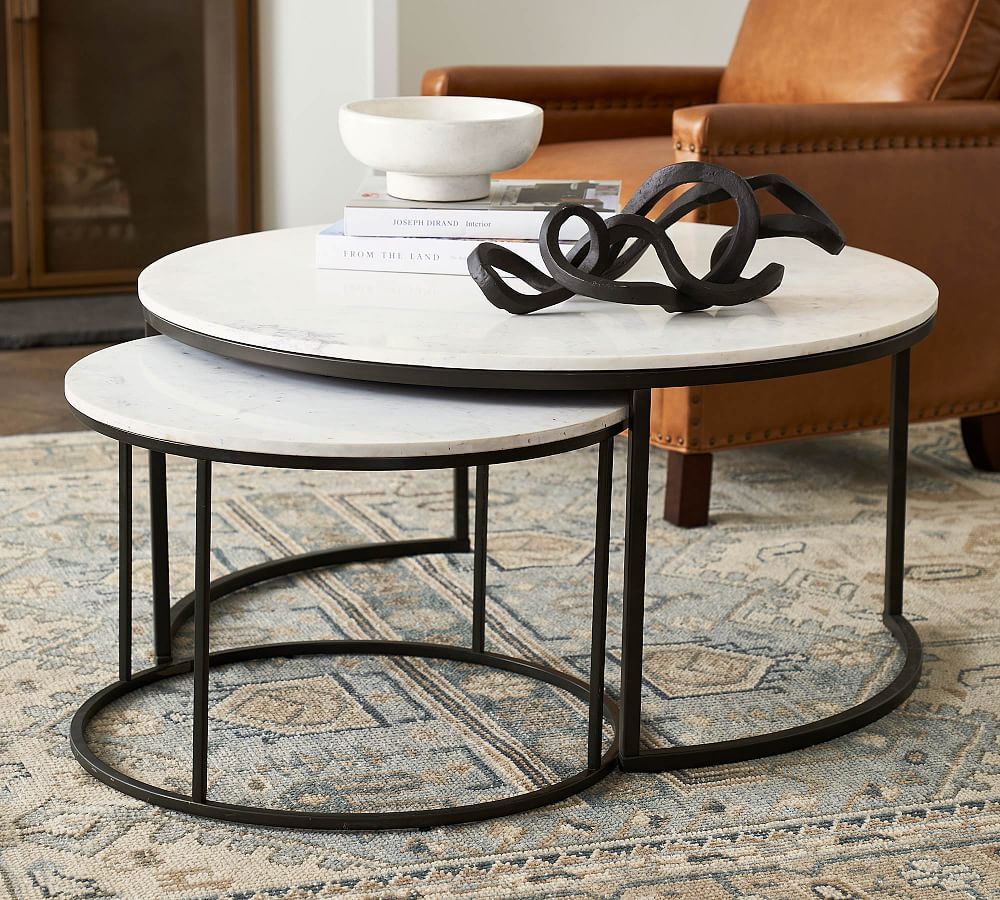 Delaney Round Marble Nesting Coffee Table | Pottery Barn For Nesting Coffee Tables (View 2 of 15)