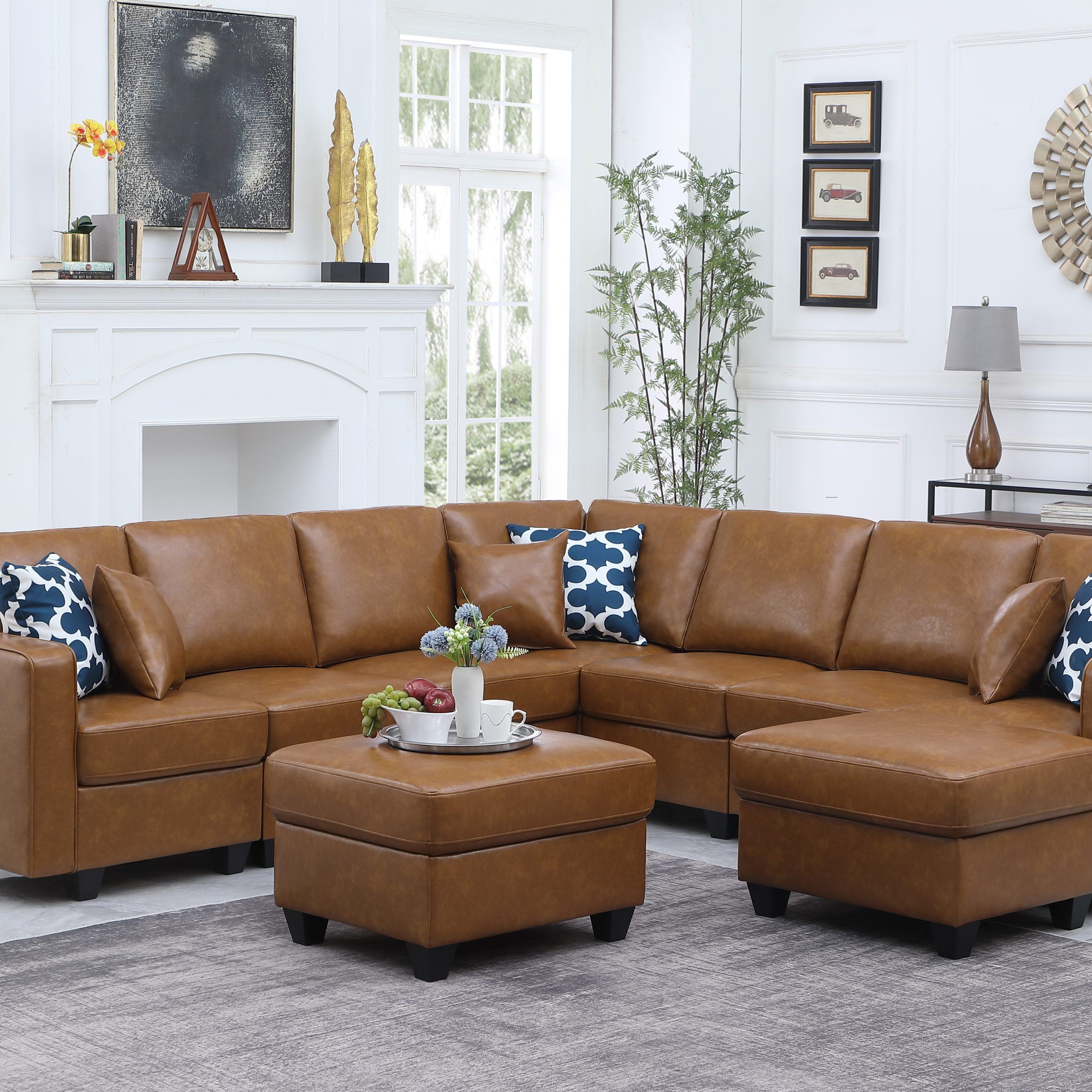Devion Furniture 9 – Piece Vegan Leather Sectional & Reviews | Wayfair Inside Faux Leather Sectional Sofa Sets (Photo 6 of 15)