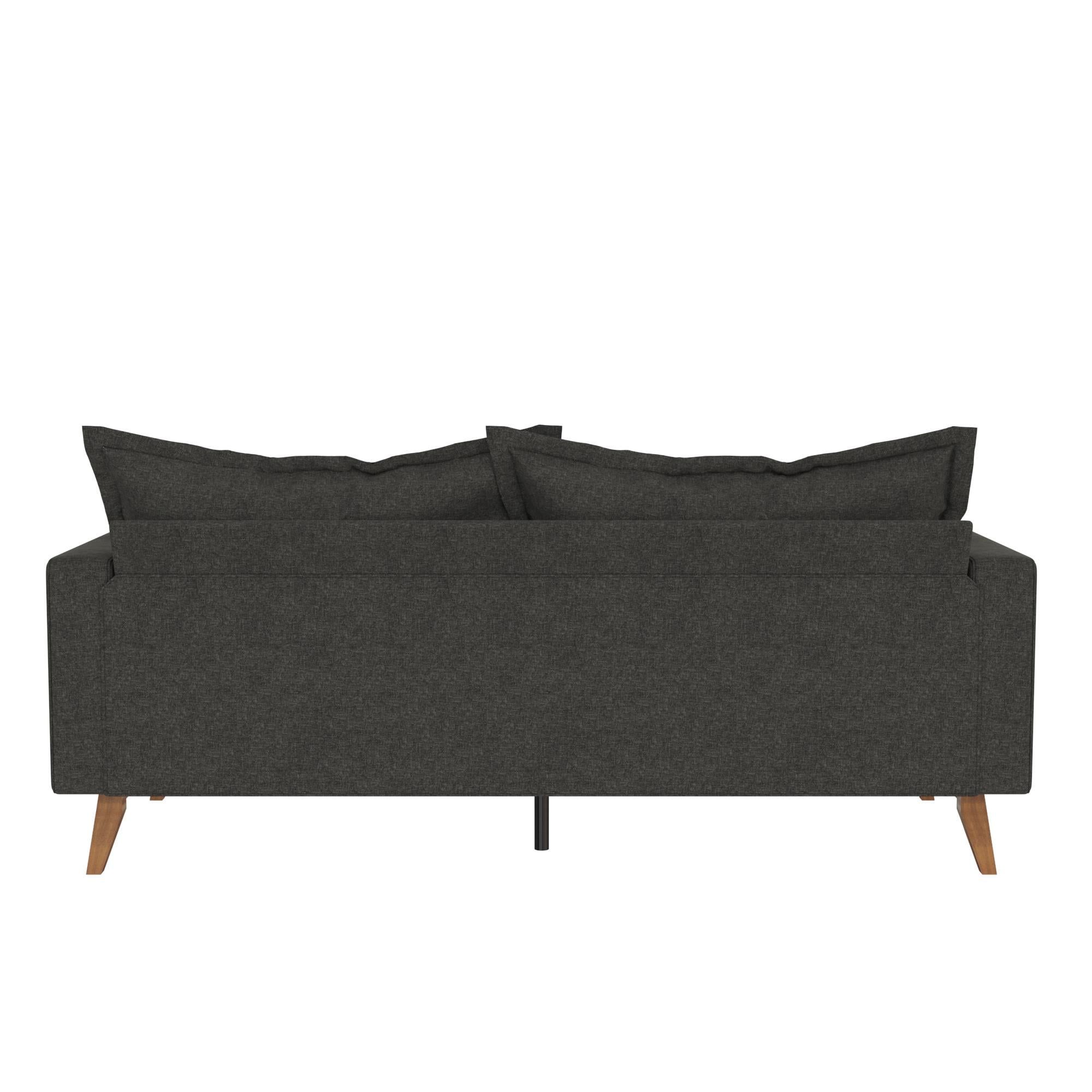 Dhp Miriam Pillowback Wood Base Sofa, Gray Linen – Walmart Regarding Sofas With Pillowback Wood Bases (Photo 4 of 15)