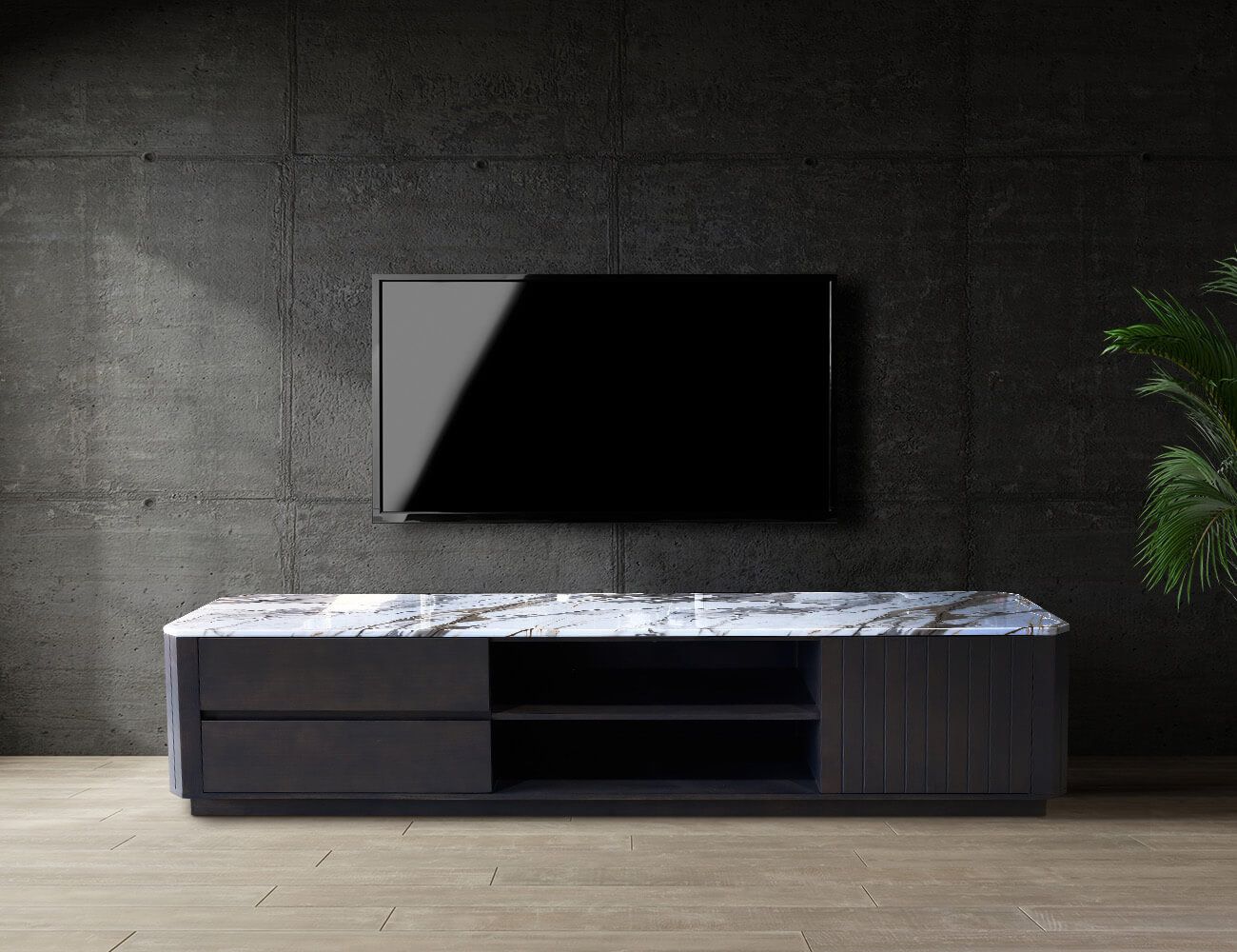Diablo Tv Unit Ash Venner Marble Top With Regard To Black Marble Tv Stands (View 8 of 15)