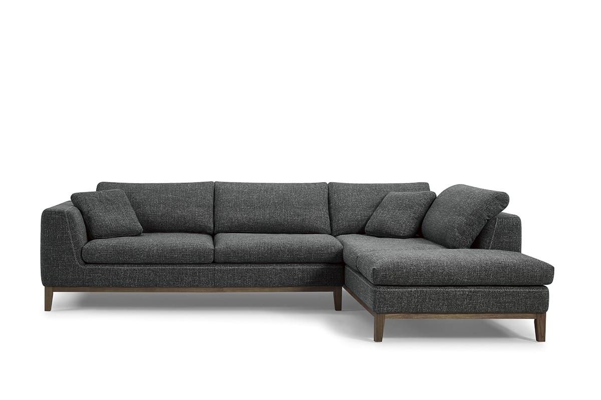 Divani Casa Hickman Modern Dark Grey Fabric Sectional Sofavig Furniture Pertaining To Dark Grey Polyester Sofa Couches (Photo 14 of 15)