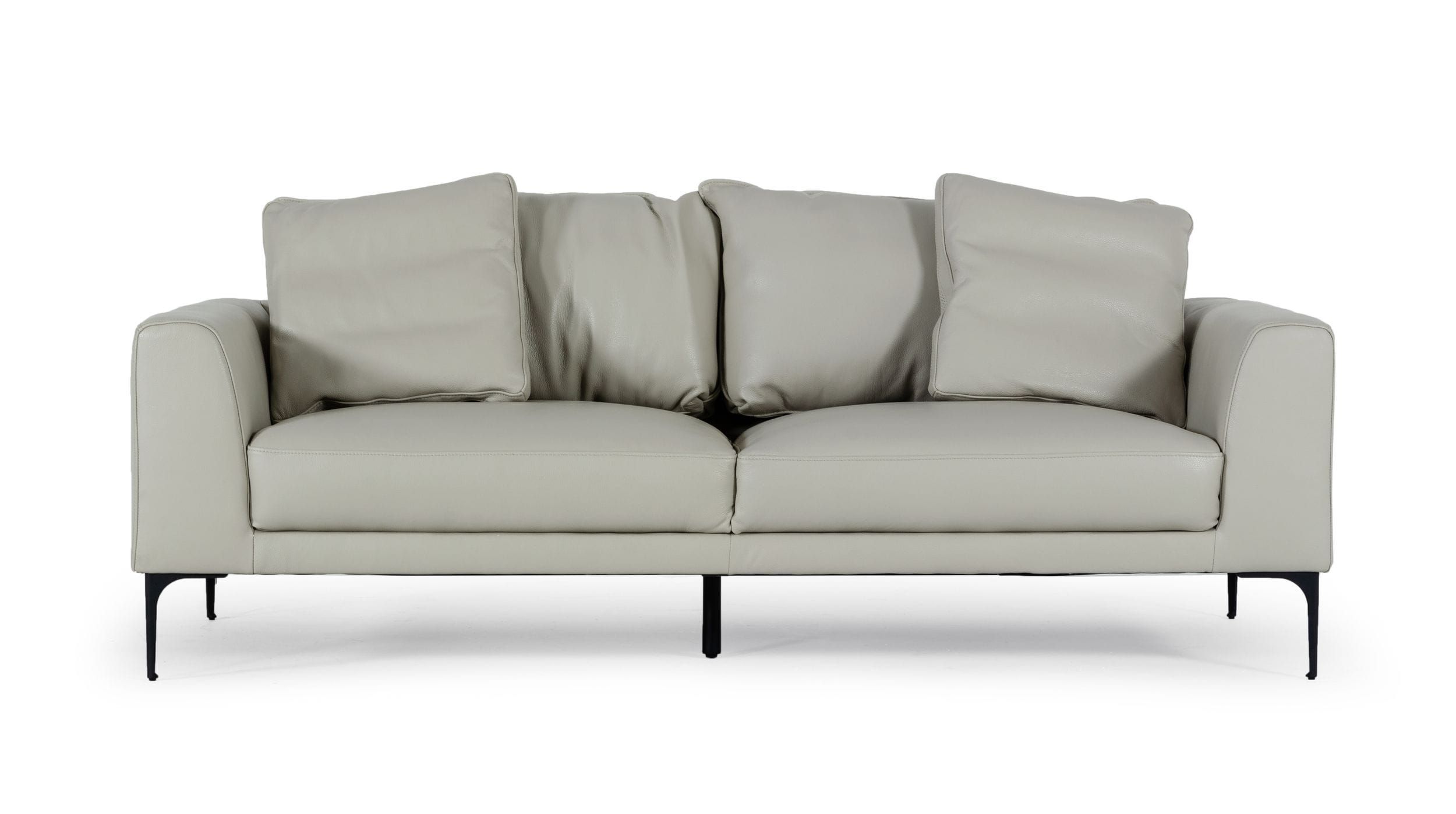 Divani Casa Jacoba – Modern Light Grey Leather Sofa Inside Modern Light Grey Loveseat Sofas (View 11 of 15)
