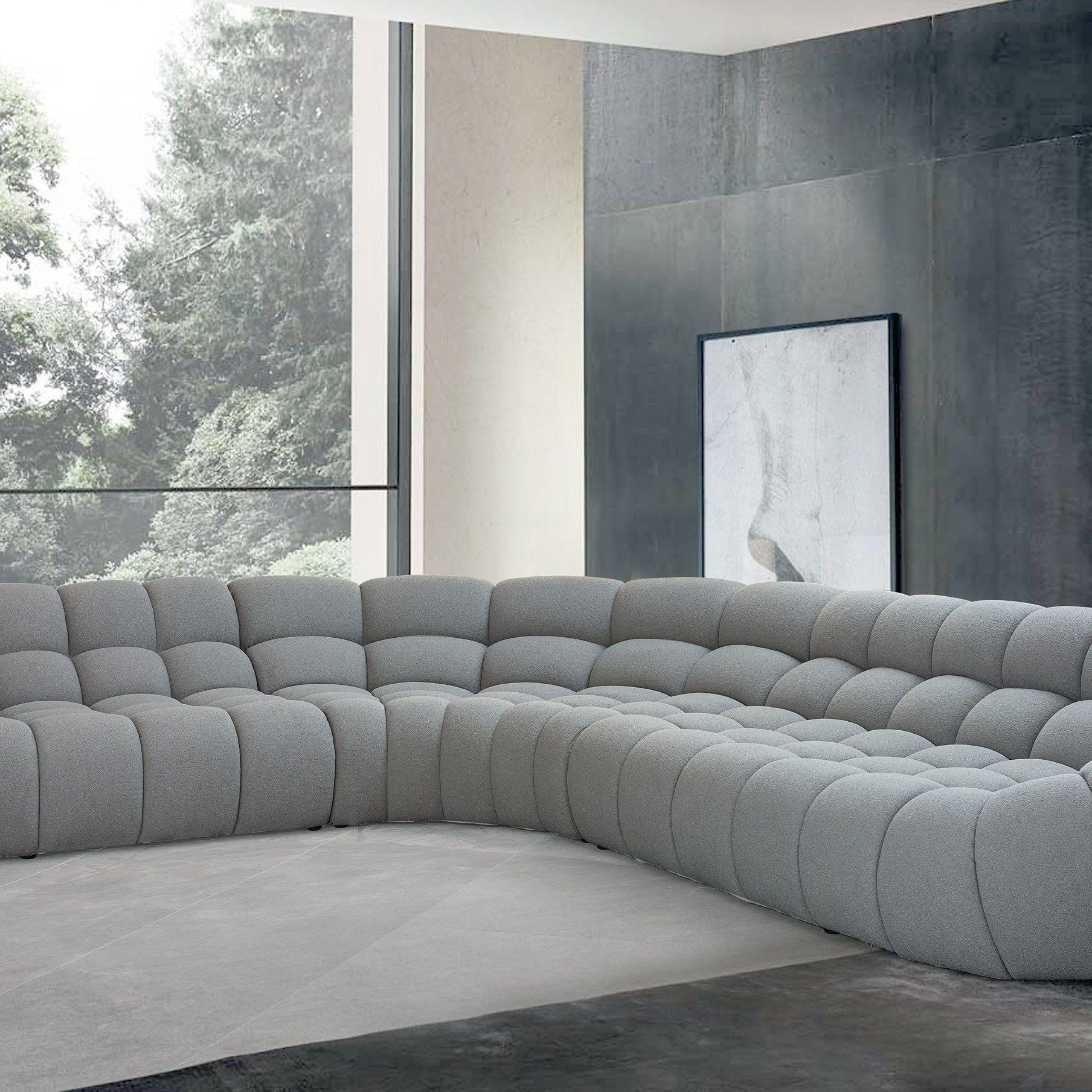 Divani Casa Yolonda – Modern Light Grey Curved Sectional Sofa Regarding Modern Light Grey Loveseat Sofas (View 9 of 15)