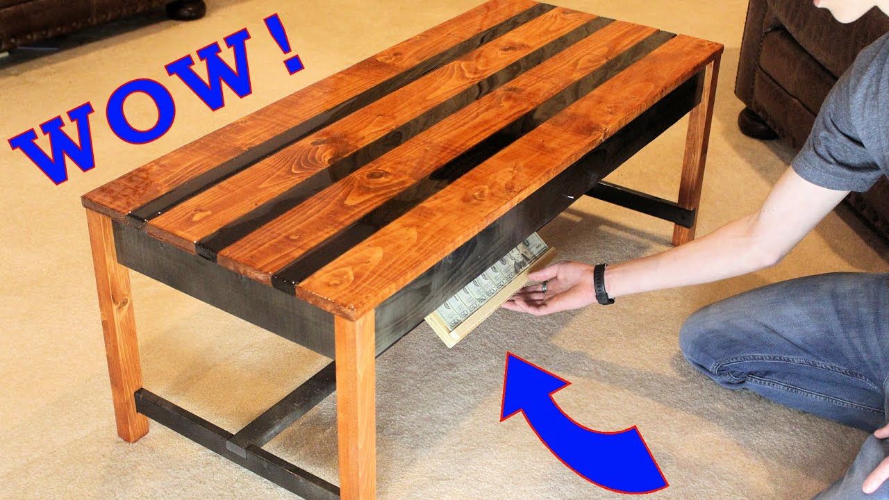Diy Coffee Table With A Secret – Youtube Throughout Coffee Tables With Hidden Compartments (View 5 of 15)