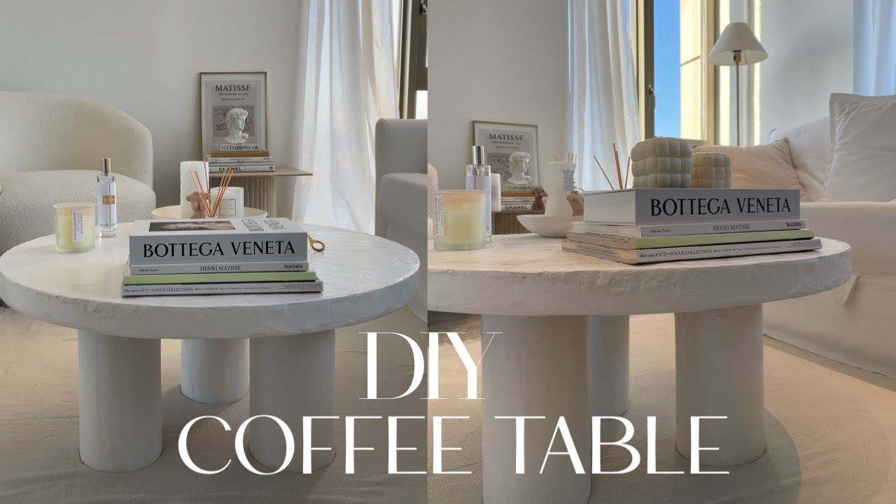Diy: Round Plaster Coffee Table With 3 Legs | No Cutting Or Sawing  Required! – Youtube With Regard To Liam Round Plaster Coffee Tables (Photo 4 of 15)