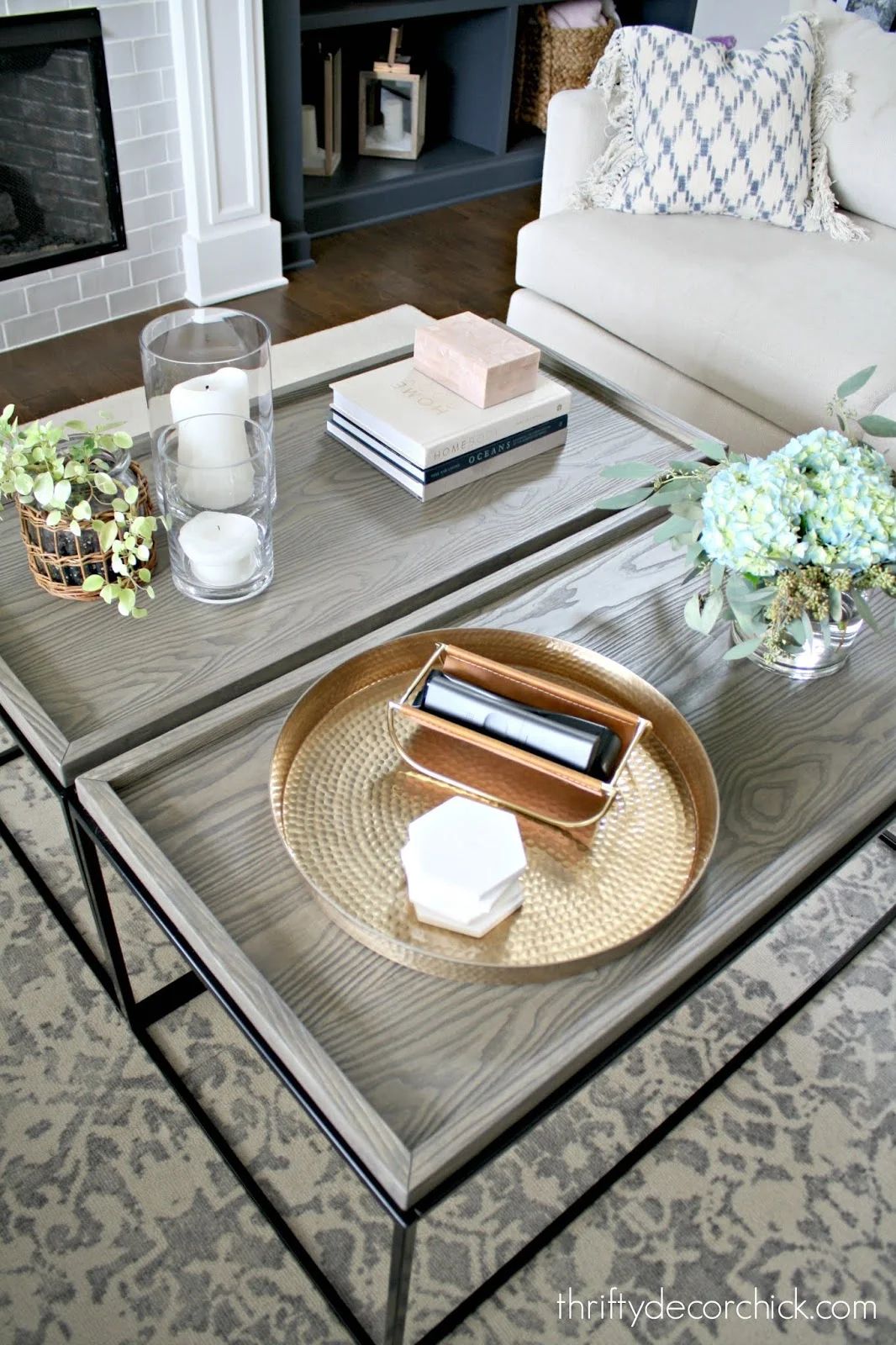 Diy Square {big!} Wood Coffee Table For Less | Thrifty Decor Chick |  Thrifty Diy, Decor And Organizing In Rectangular Coffee Tables With Pedestal Bases (Photo 10 of 15)