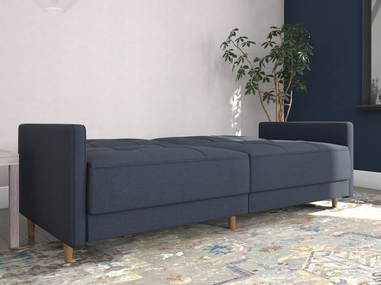 Dorel Andora Linen Sprung Sofa Bed At Mattressman Pertaining To Navy Linen Coil Sofas (View 3 of 15)