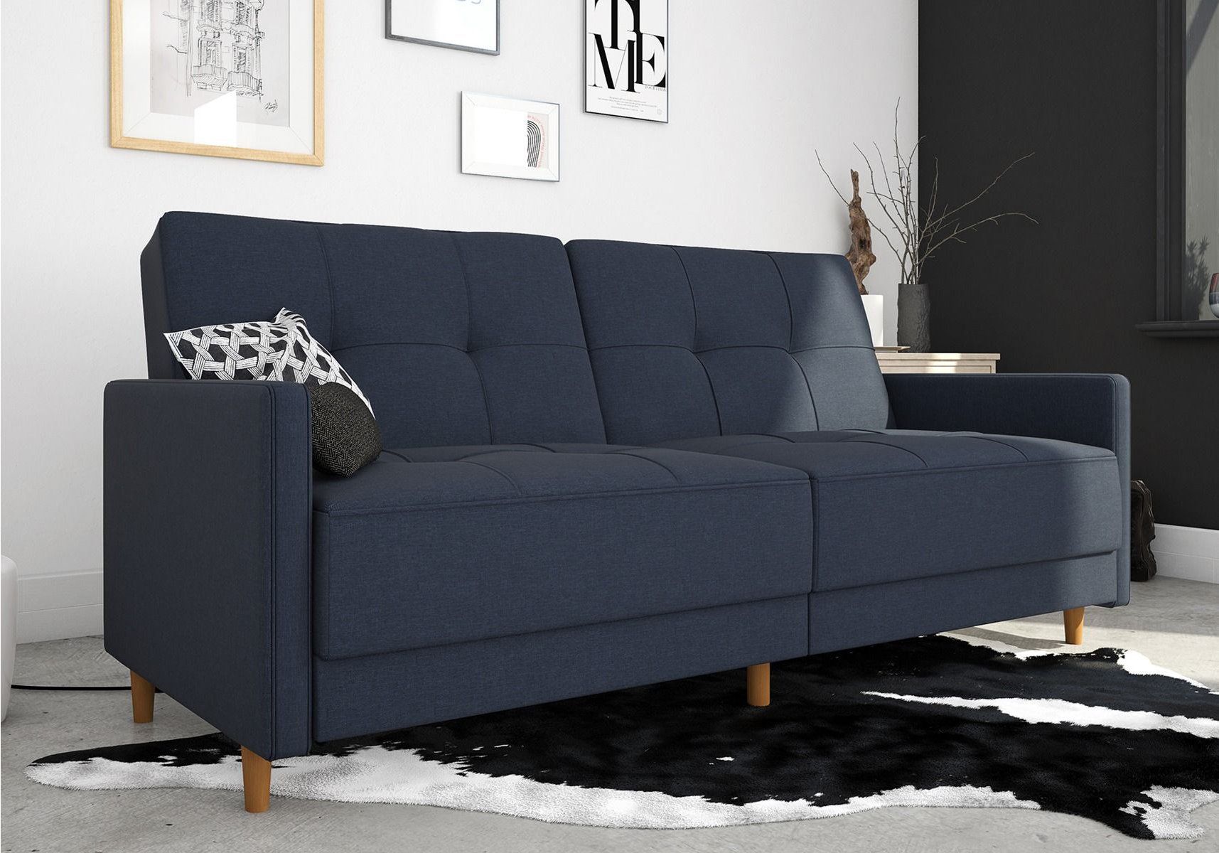 Dorel Andora Sofa Bed  Navy Blue Linen Chairs And Sofas With Navy Linen Coil Sofas (Photo 10 of 15)
