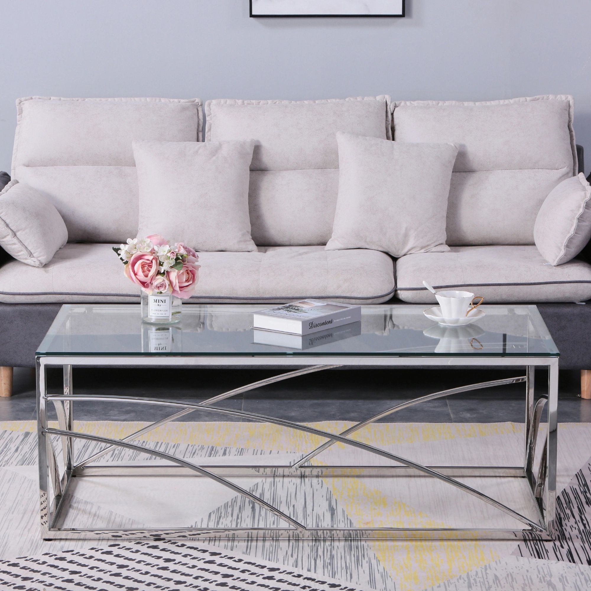 Dropship Stainless Steel Rectangular Accent Glass Coffee Table For Living  Room  46.8" Modern Sleek Center Table With Lounge Table With Clear Tempered  Glass(silver) To Sell Online At A Lower Price | Doba Intended For Clear Rectangle Center Coffee Tables (Photo 9 of 15)
