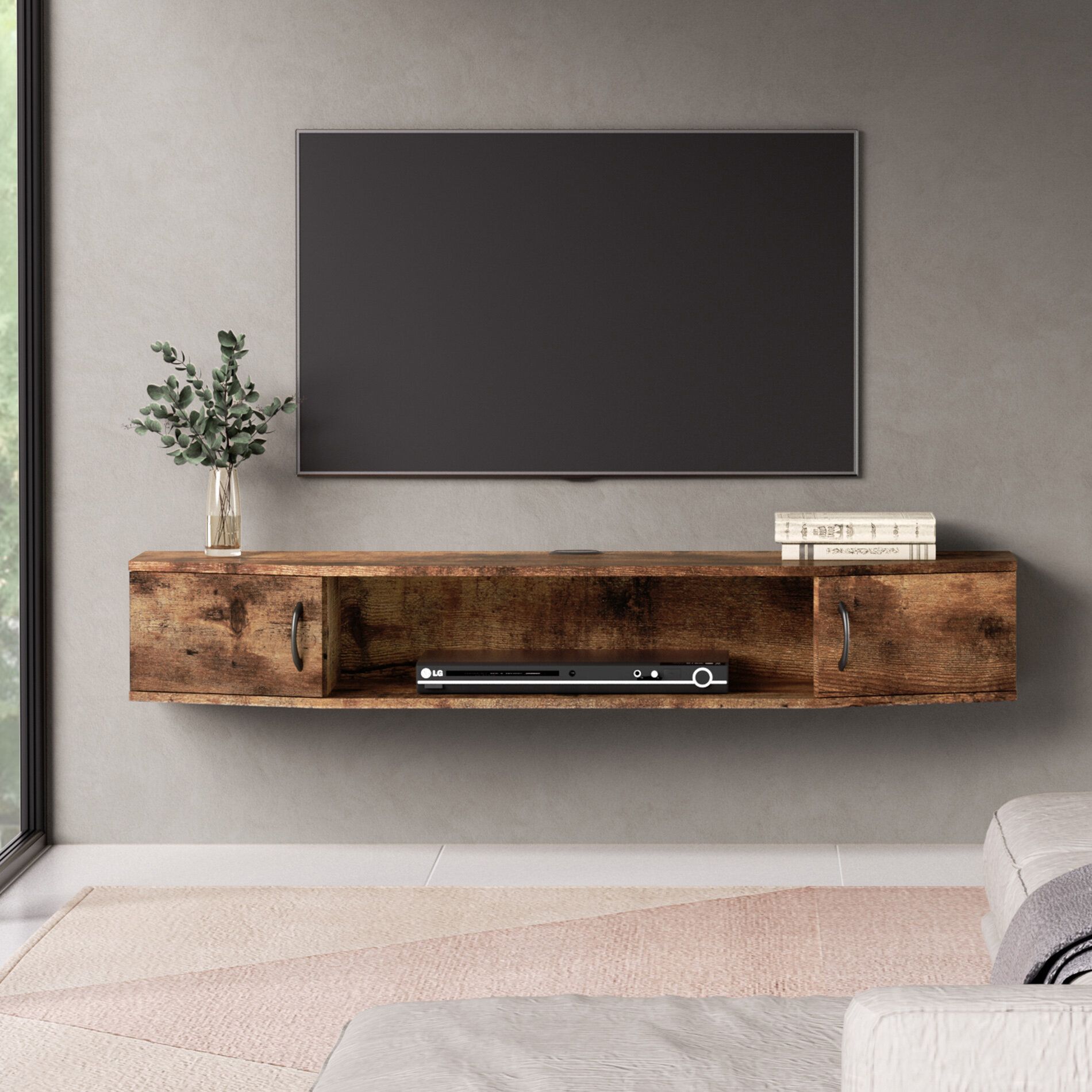 Ebern Designs Rether 43.31'' Media Console & Reviews | Wayfair Regarding Floating Stands For Tvs (Photo 1 of 15)