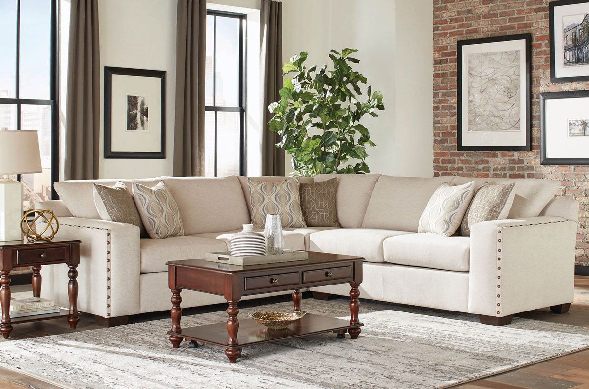Emanuel Sectional With Gold Nailhead Trim Within Sofas With Nailhead Trim (View 7 of 15)