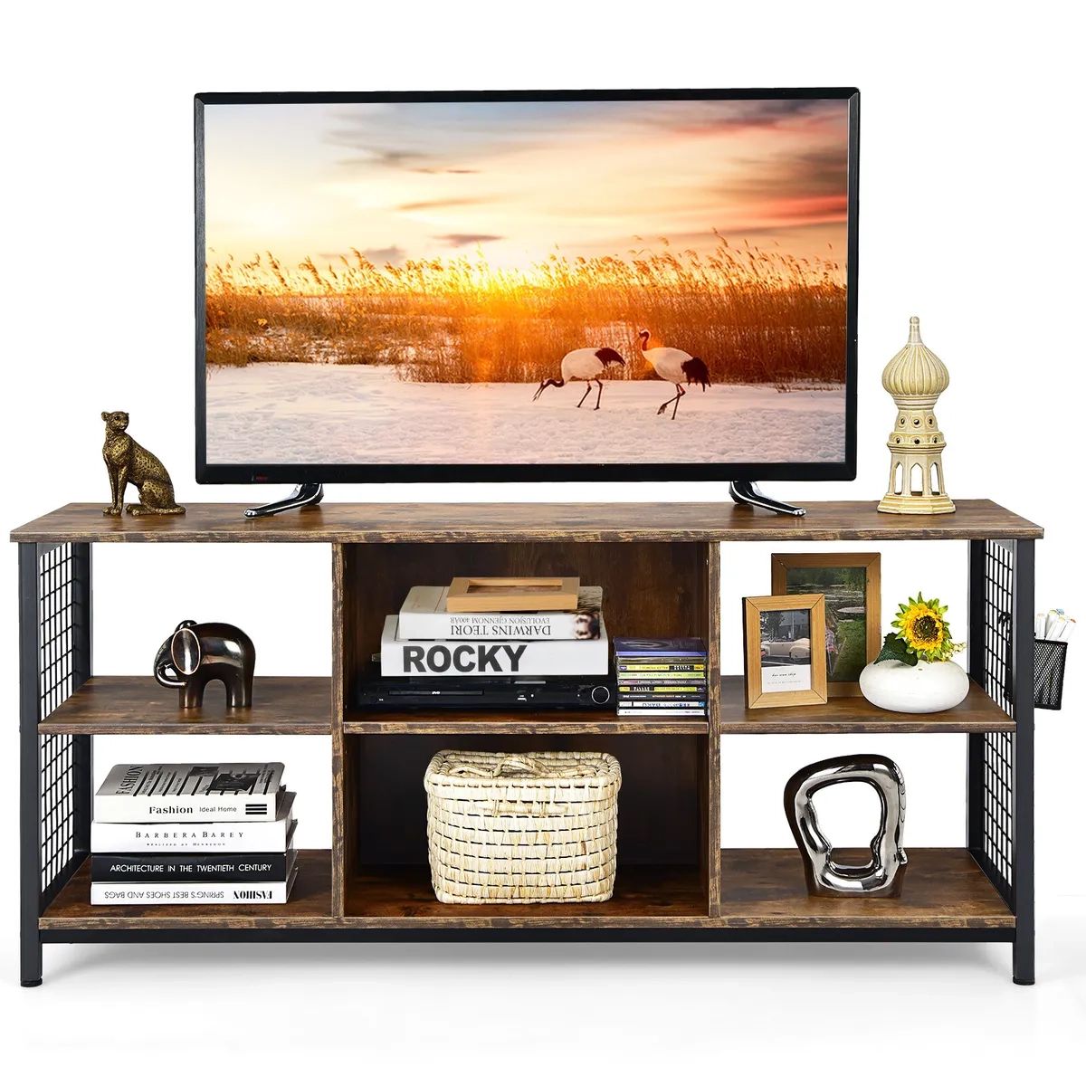 Entertainment Media Center 3 Tier Tv Stand For Tv's Up To 65" W/storage  Basket | Ebay With Regard To Tier Stands For Tvs (View 2 of 15)