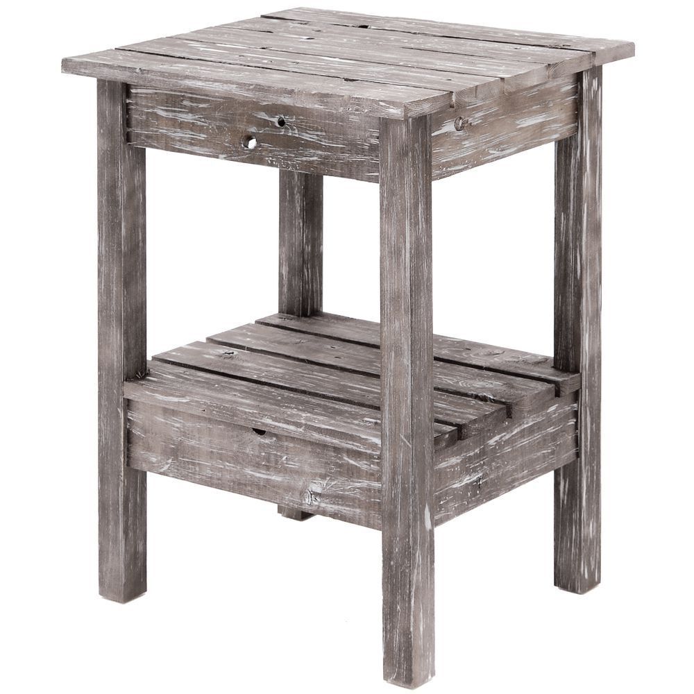 Expressly Hubert® Rustic Grey Wood Display Table – 22"l X 18 1/4"w X 27  1/4"h With Rustic Gray End Tables (Photo 4 of 15)