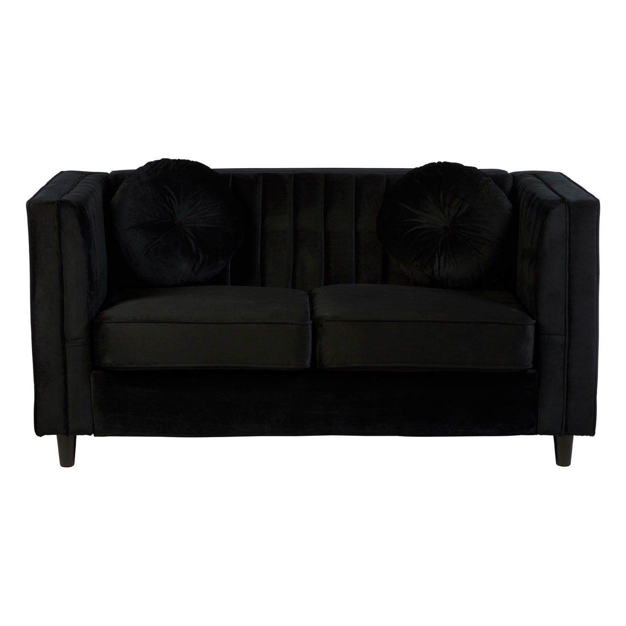 Farah 2 Seat Black Velvet Sofa Pertaining To Black Velvet 2 Seater Sofa Beds (Photo 1 of 15)