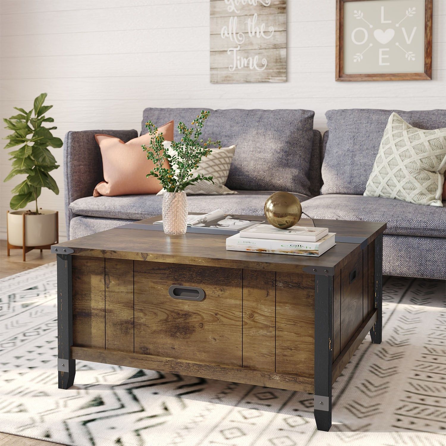Farmhouse Lift Top Square Coffee Table With Storage – On Sale – Bed Bath &  Beyond – 37149425 Throughout Transitional Square Coffee Tables (View 4 of 15)