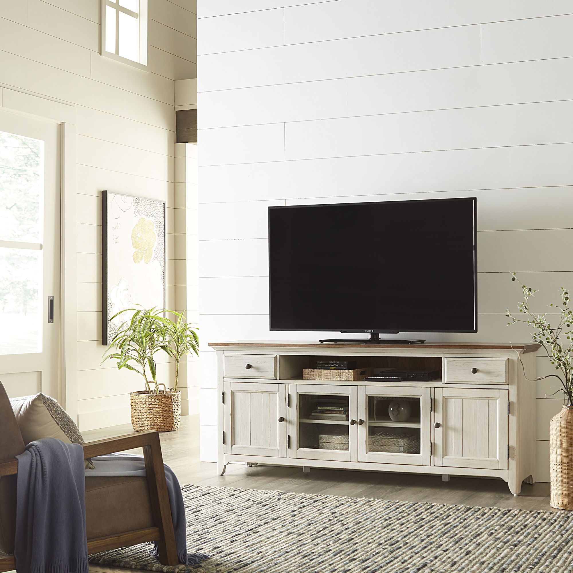 Farmhouse Reimagined – Entertainment 72" Tv Stand – White – Sjb Home Decor  – Cincinnati Furniture & Mattress Store Intended For Farmhouse Tv Stands (View 14 of 15)