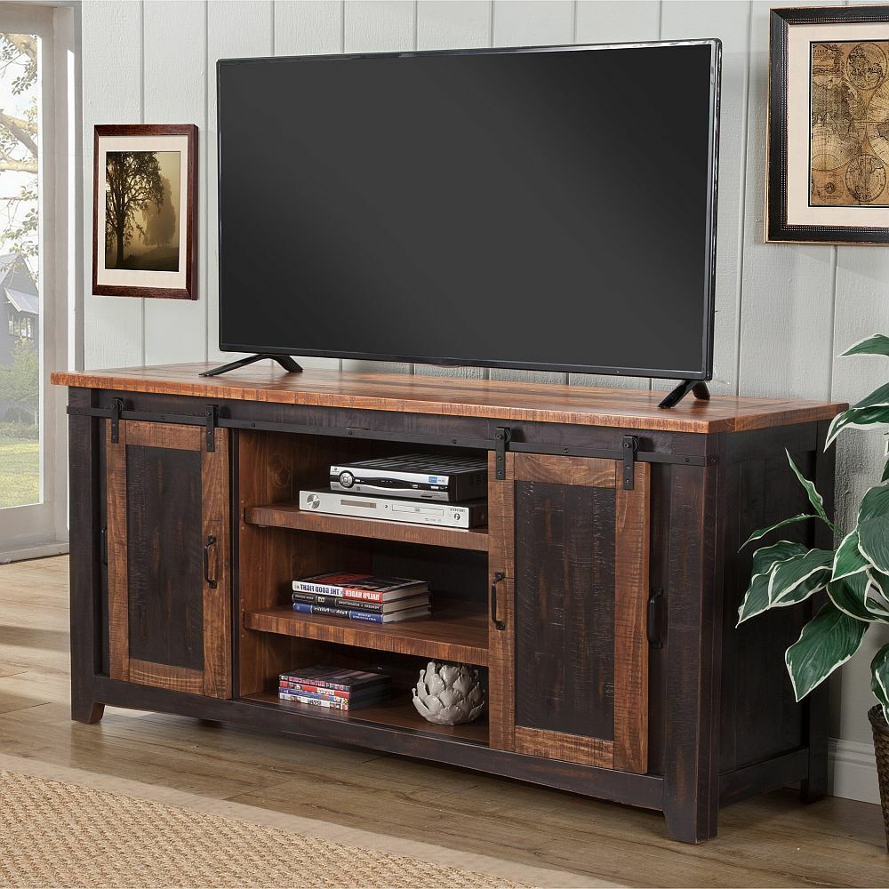 Farmhouse Tv Stand Entertainment Center Media Cabinet Rustic Solid Pine  Wood 65" | Ebay Within Farmhouse Media Entertainment Centers (Photo 7 of 15)