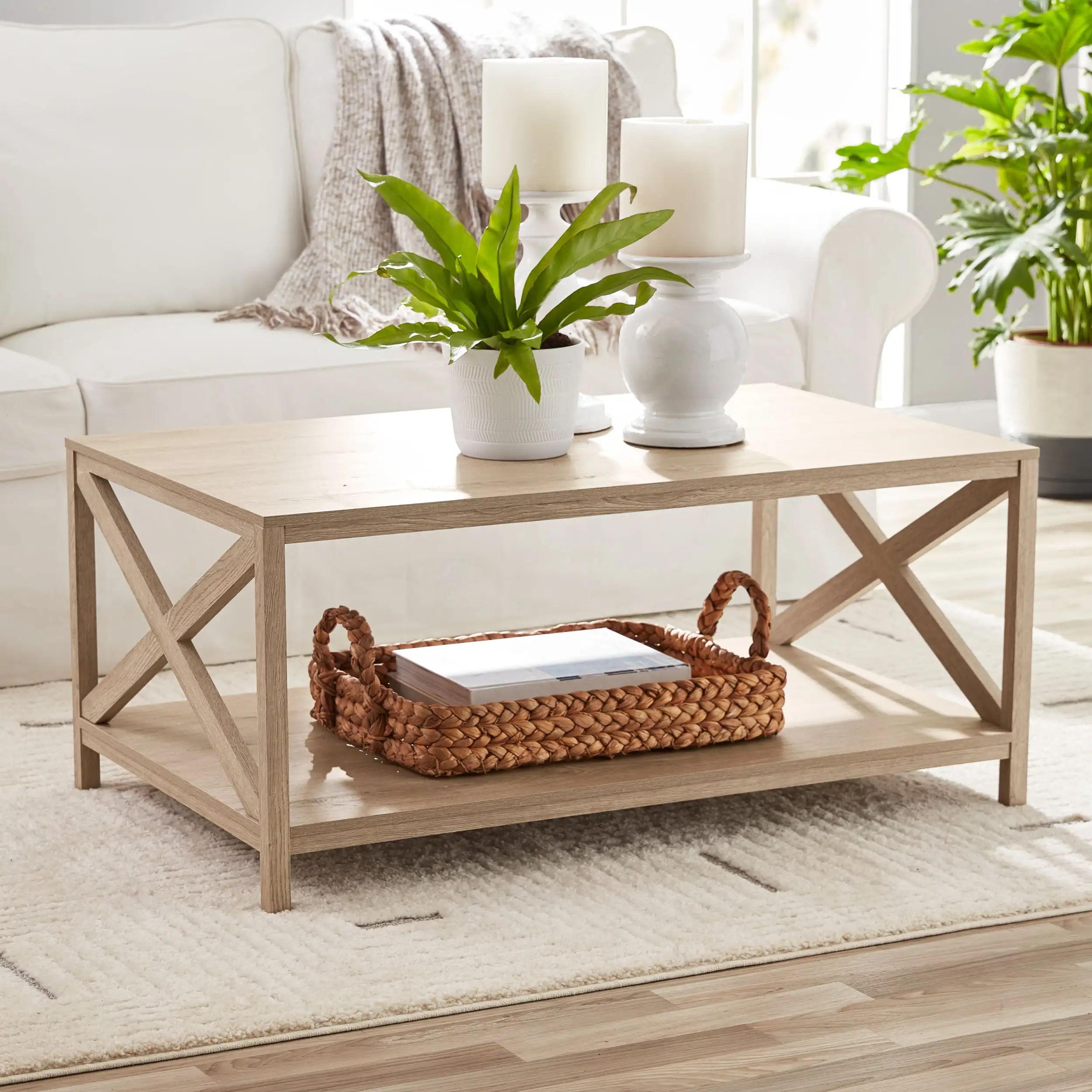 Farmhouse X Design Rectangle Coffee Table, Rustic Gray,furniture, Living  Room Furniture, Simple And Modern Coffee Table, Wooden – Aliexpress Intended For Modern Wooden X Design Coffee Tables (View 15 of 15)
