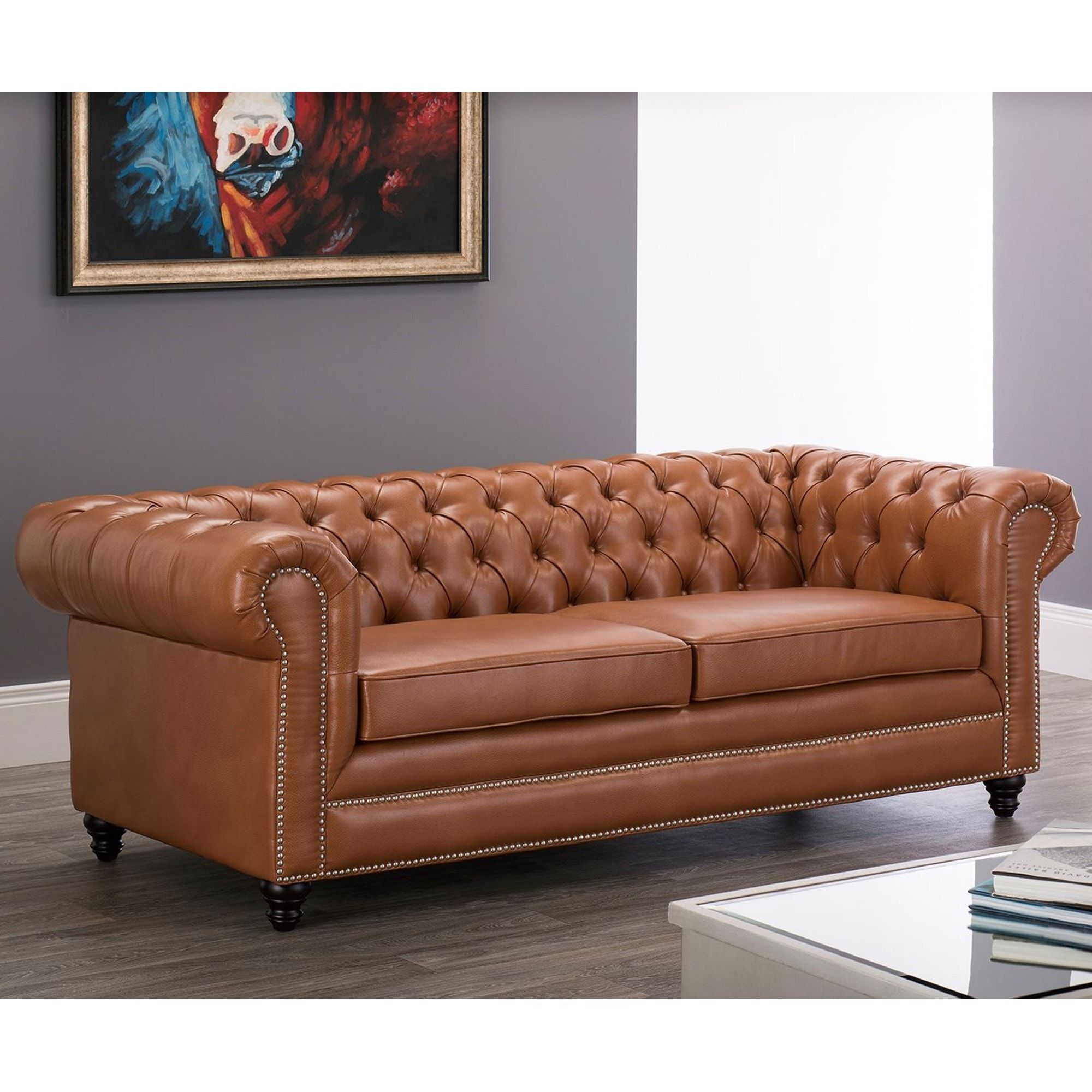 Faux Leather Chesterfield 3 Seater Sofa Tan | Tan Chesterfield Sofa Throughout Traditional 3 Seater Faux Leather Sofas (View 9 of 15)