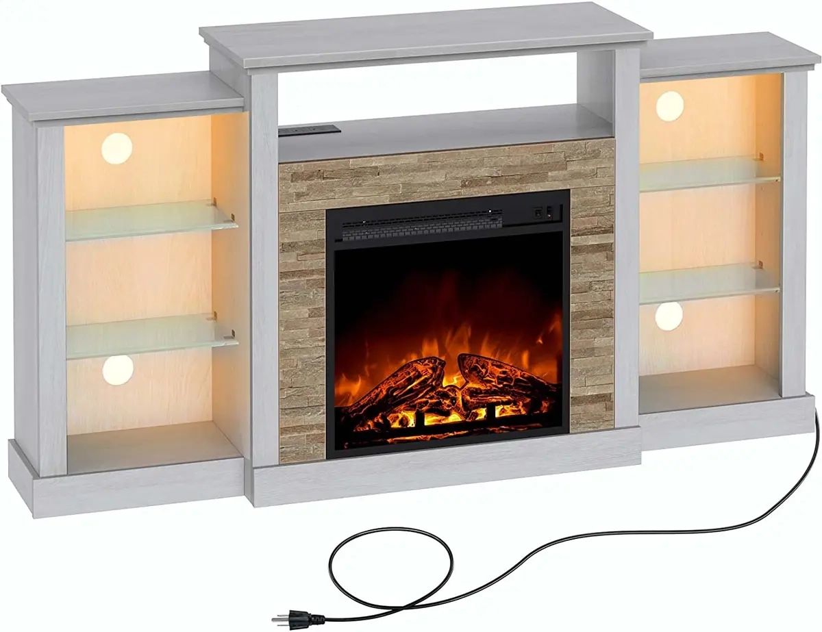 Fireplace Tv Stand With Led Lights And Power Outlets, Tv Console For 32"  43" 50" | Ebay In Tv Stands With Led Lights & Power Outlet (Photo 12 of 15)