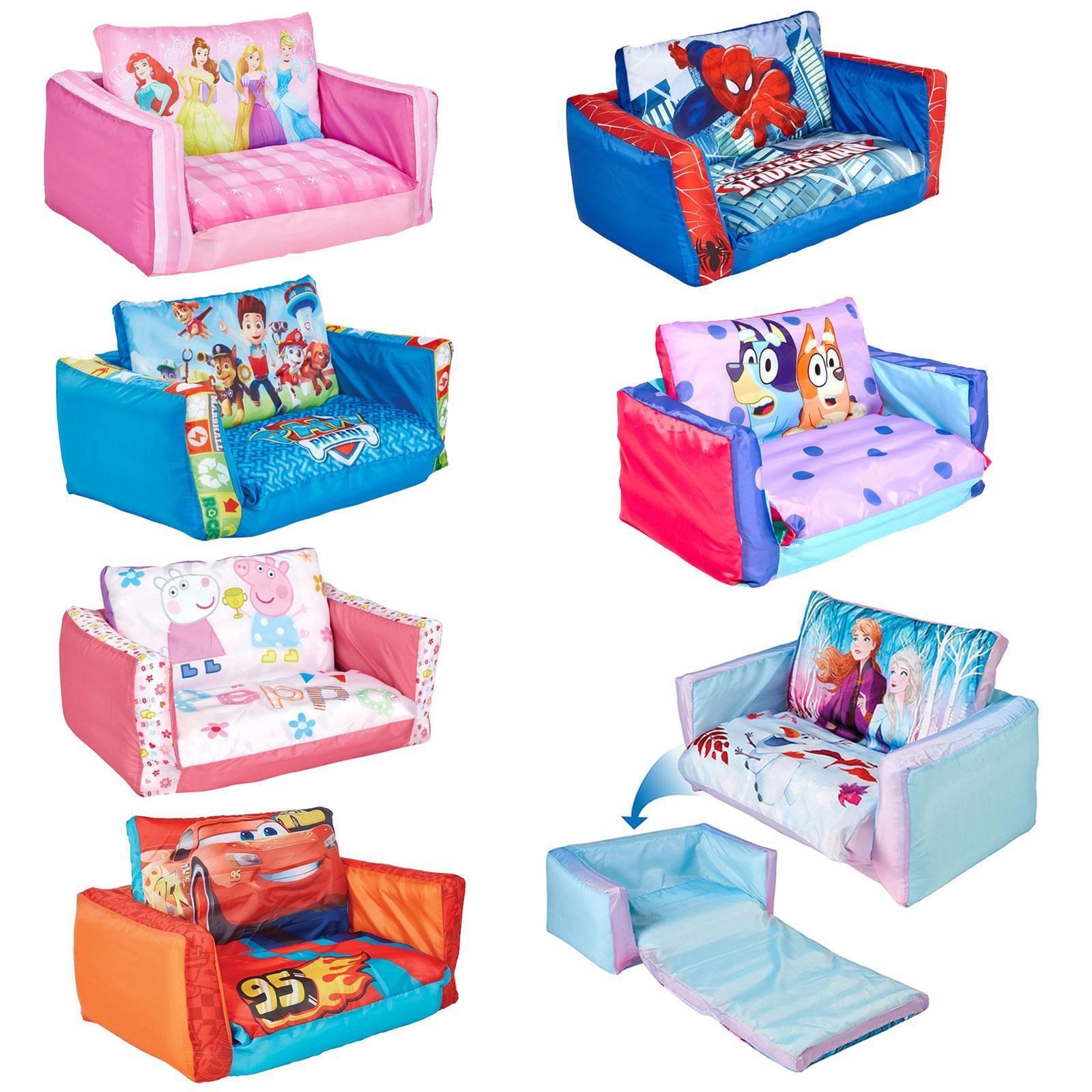 Flip Out Sofa Inflatable Kids Lounger Bed – Bluey Frozen Paw Patrol Peppa  Pig | Ebay Throughout Children's Sofa Beds (View 7 of 15)