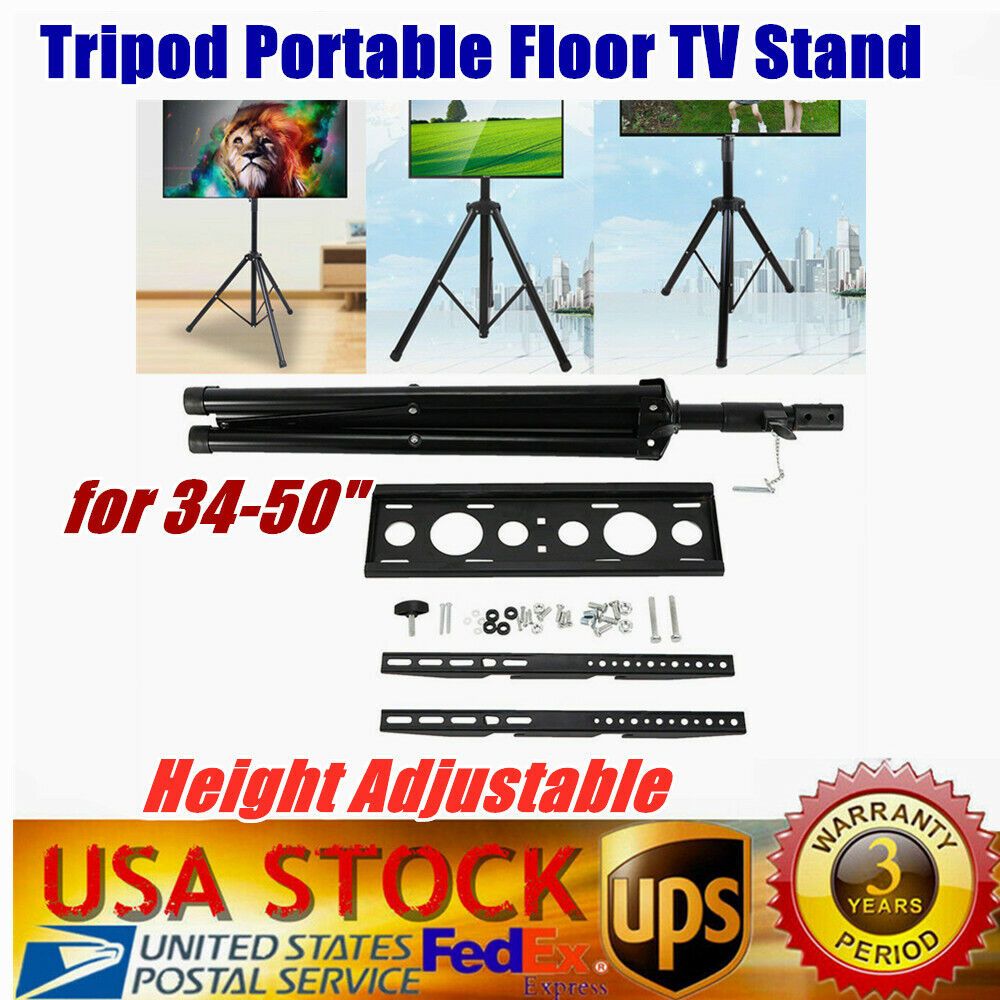 Foldable Tripod Portable Floor Tv Stand Height Adjustable Mount For  34" 50" Usa | Ebay For Foldable Portable Adjustable Tv Stands (Photo 3 of 15)