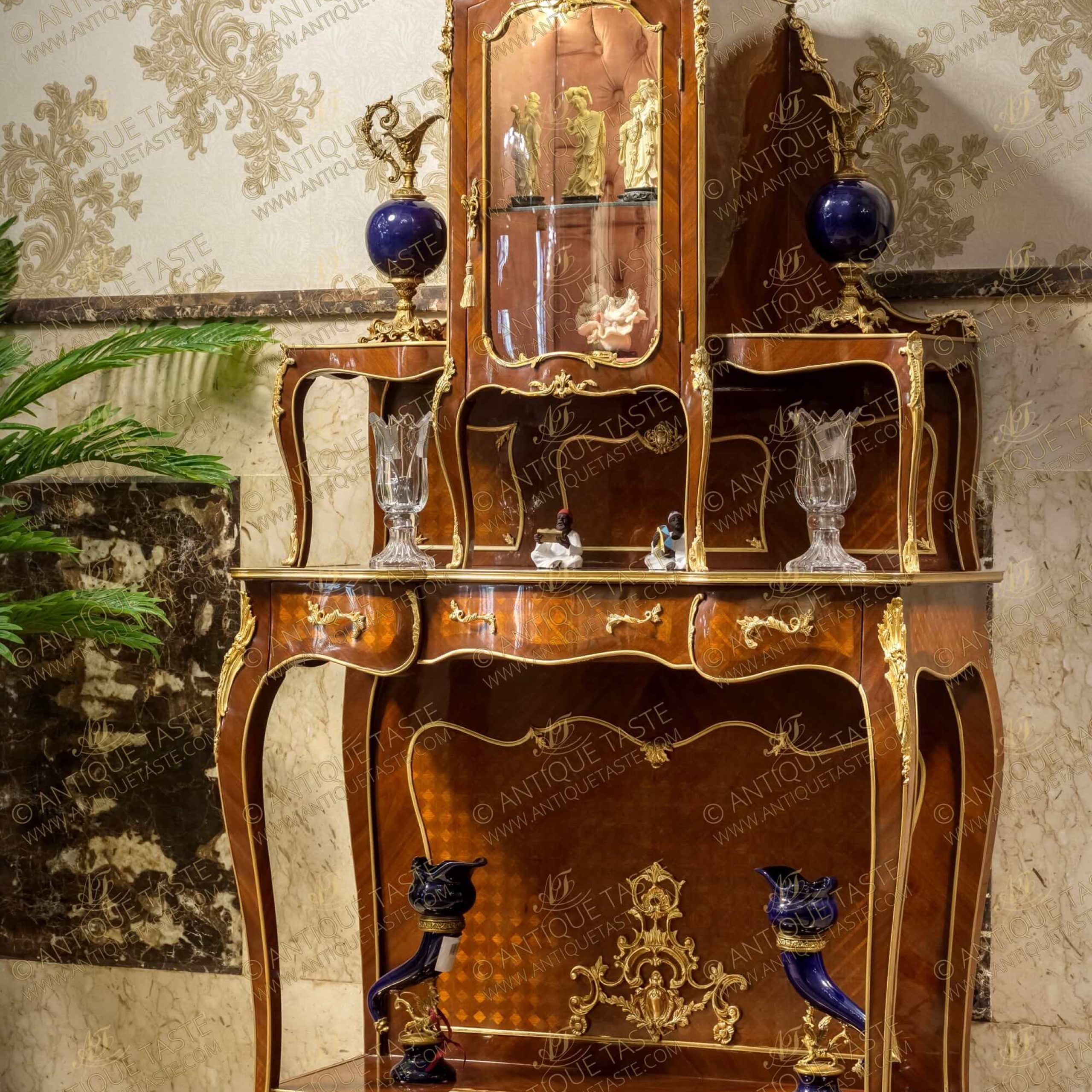 Francois Linke Louis Xv Style Ormolu Mounted Royal Two Tier Parquetry  Console De Desserte And Vitrine Cabinet In Versailles Console Cabinets (Photo 13 of 16)