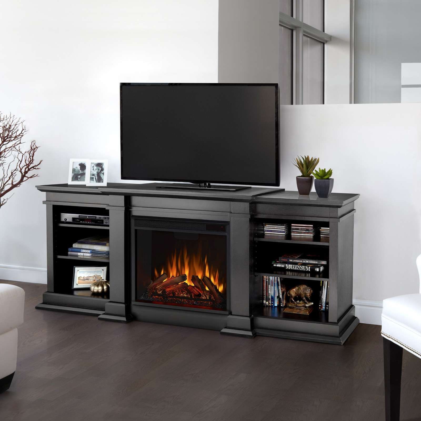 Fresno Electric Fireplace Media Console – Real Flame® Inside Tv Stands With Electric Fireplace (View 7 of 15)