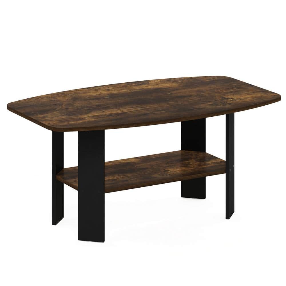 Furinno 35.5 In. Amber Pine/black Simple Rectangle Wood Coffee Table With  Shelf 11179apbk – The Home Depot With Regard To Simple Design Coffee Tables (Photo 8 of 15)