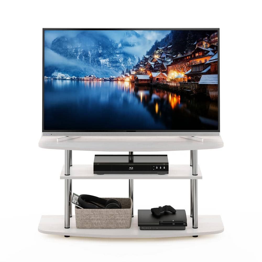Furinno Frans 41 In. White Oak Turn N Tube 3 Tier Tv Stand Fits Tv's Up To  46 In. 19106wok – The Home Depot With Regard To Romain Stands For Tvs (Photo 7 of 15)