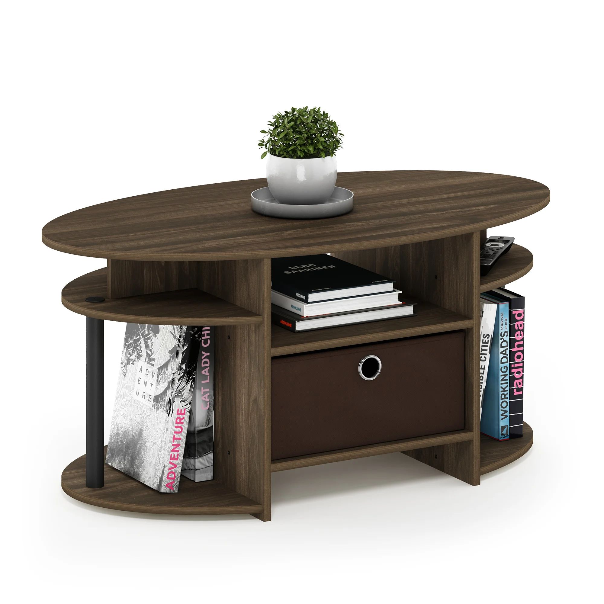 Furinno Jaya Simple Design Oval Coffee Table With Bin – Furinno – Fits Your  Space, Fits Your Budget With Simple Design Coffee Tables (Photo 15 of 15)