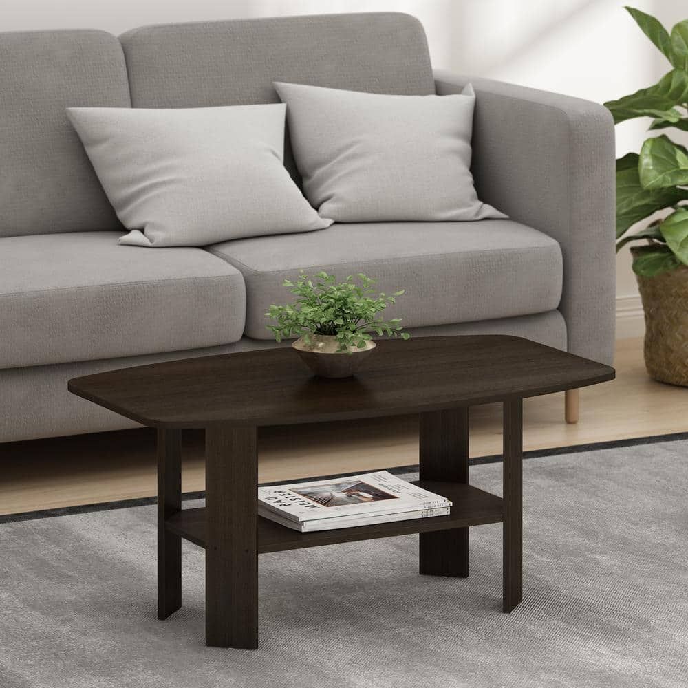Furinno Simple 36 In. Dark Brown Medium Rectangle Wood Coffee Table With  Shelf 11179dbr – The Home Depot Regarding Simple Design Coffee Tables (Photo 4 of 15)