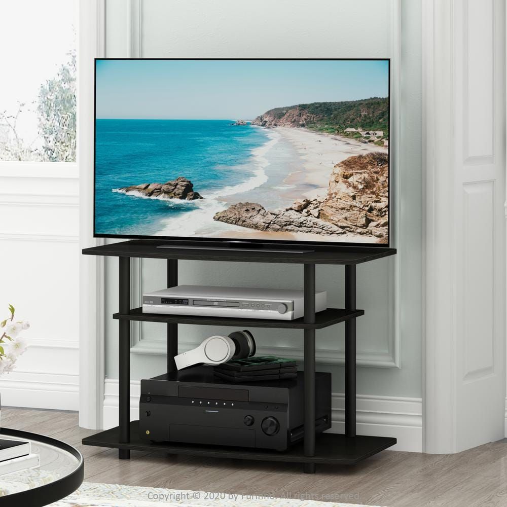 Furinno Turn N Tube 31.5 In. Espresso And Black Particle Board Tv Stand  Fits Tvs Up To 32 In. With Open Storage 13192ex/bk – The Home Depot For Romain Stands For Tvs (Photo 6 of 15)