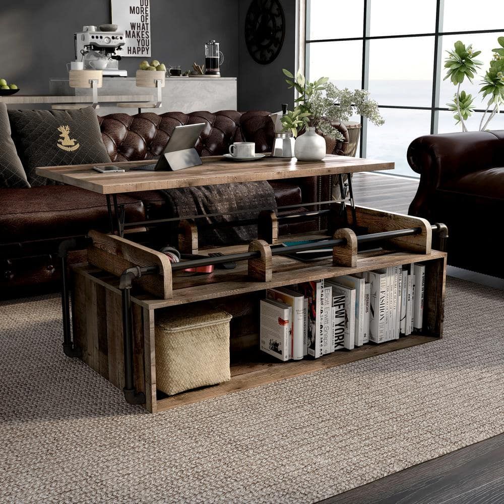 Furniture Of America Beah 52 In. Reclaimed Barnwood Large Rectangle Wood  Coffee Table With Lift Top Ynj 1996c39 – The Home Depot For Wood Lift Top Coffee Tables (Photo 10 of 15)