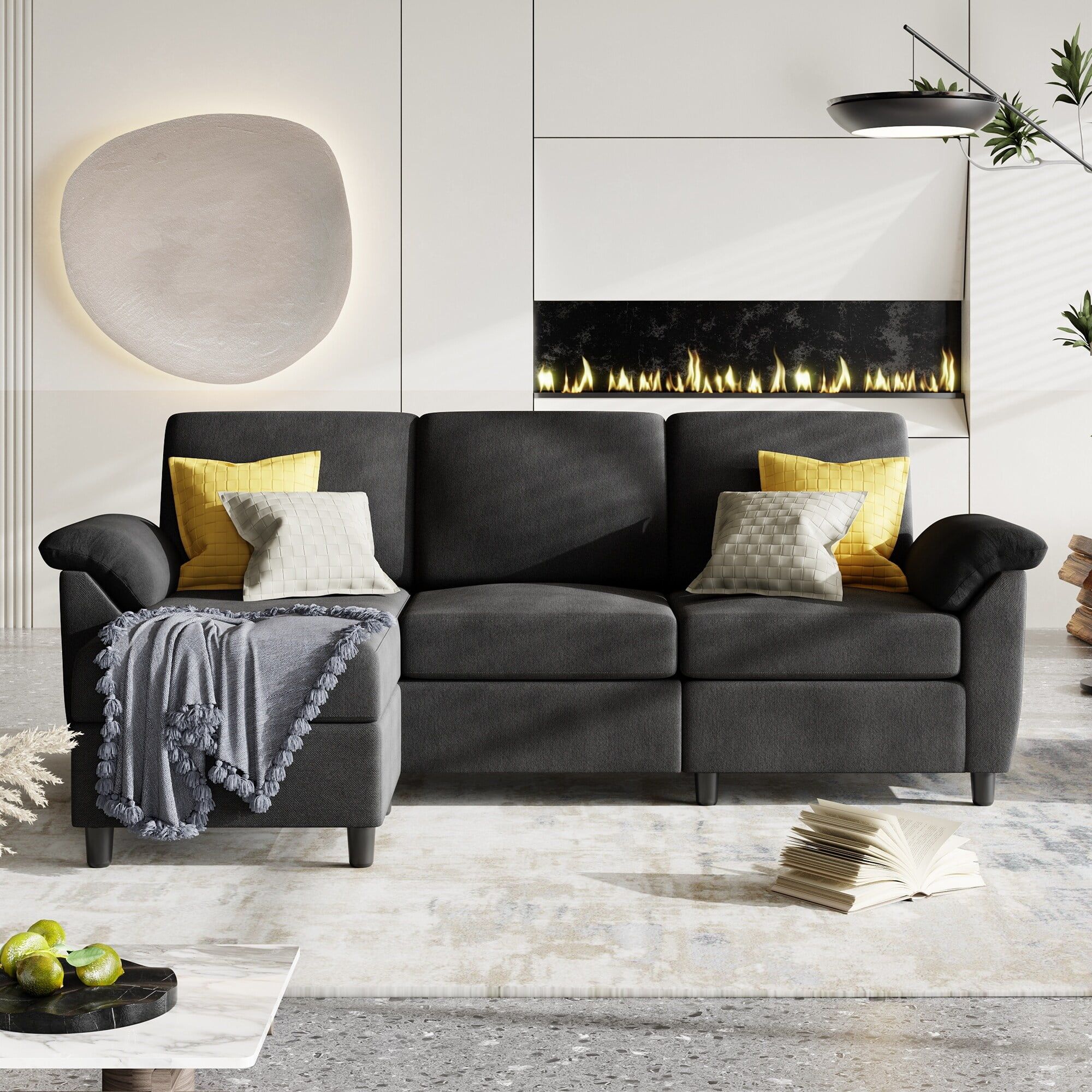 Featured Photo of 15 Inspirations 3 Seat L Shaped Sofas in Black