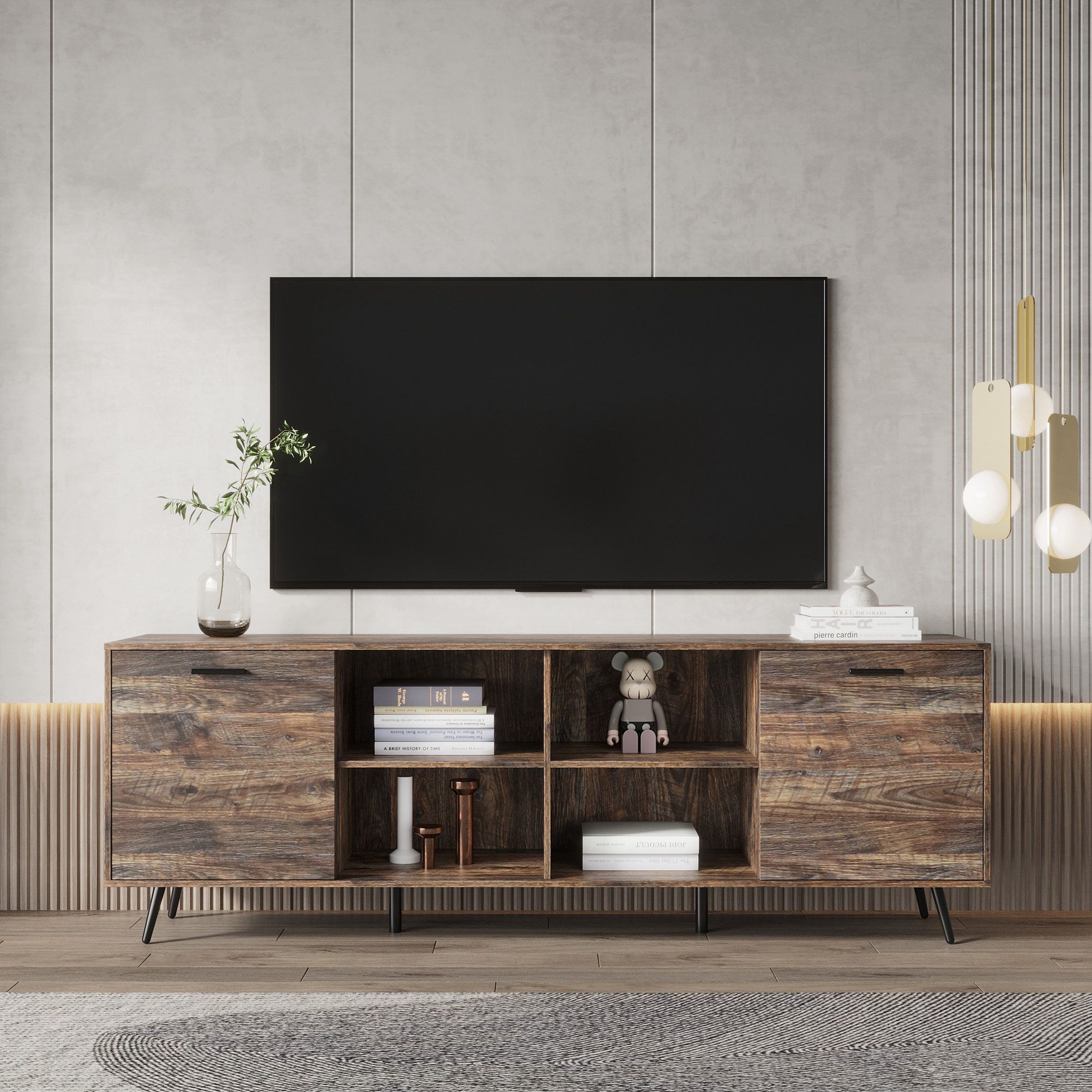 George Oliver Jiberrl Modern Entertainment Center Adjustable Storage Cabinet  Tv Console For Living Room | Wayfair For Entertainment Center With Storage Cabinet (View 4 of 15)