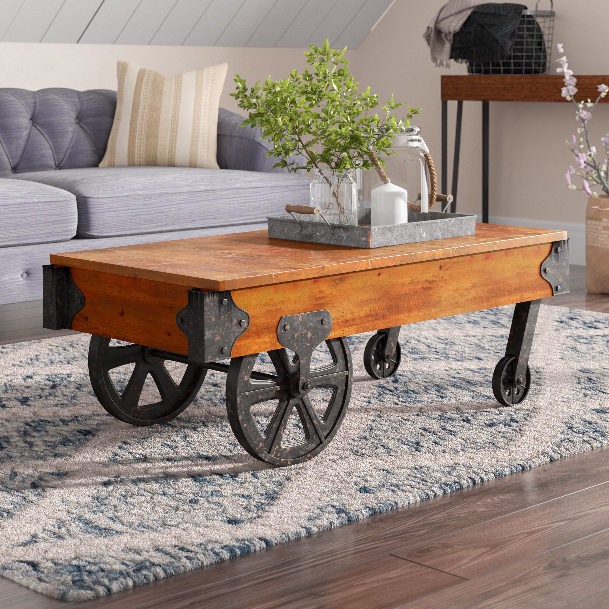 Gracie Oaks Hardrigg Coffee Table & Reviews – Wayfair Canada Regarding Coffee Tables With Casters (View 6 of 15)