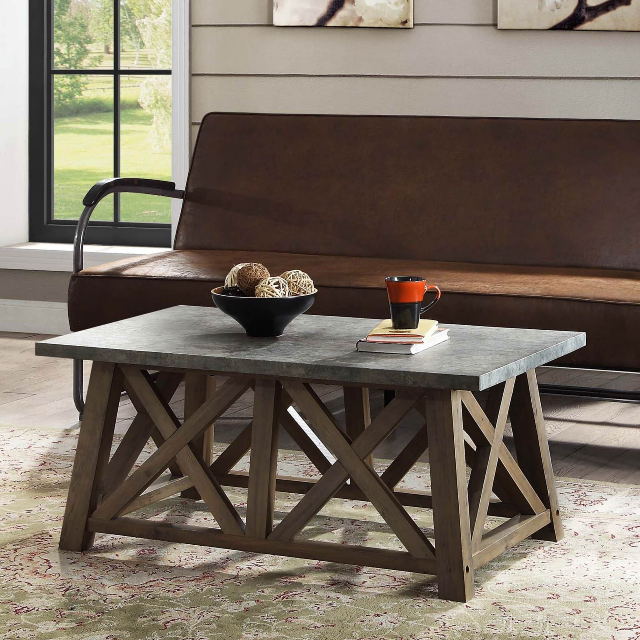 Granary 43in Dark Brown Modern Farmhouse Coffee Table | Whalen Furniture Regarding Modern Farmhouse Coffee Table Sets (View 10 of 15)