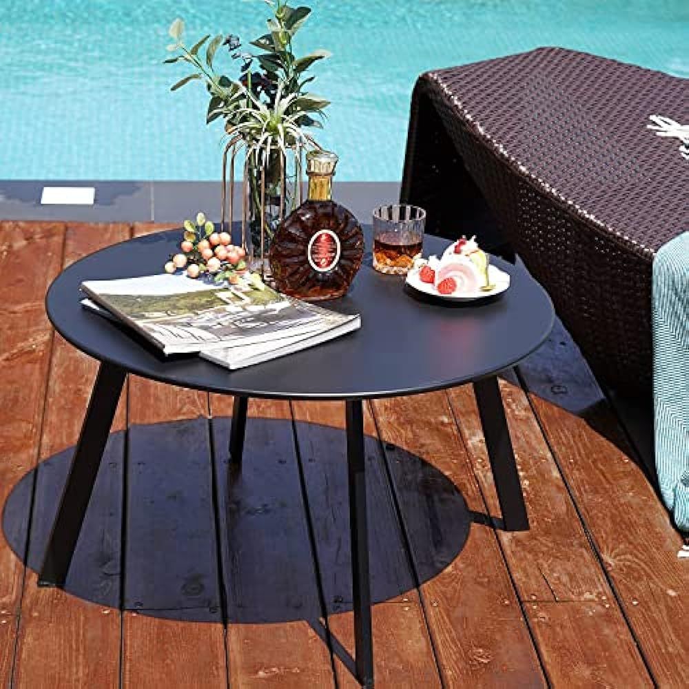 Grand Patio Round Steel Patio Coffee Table, Weather India | Ubuy With Round Steel Patio Coffee Tables (Photo 2 of 15)