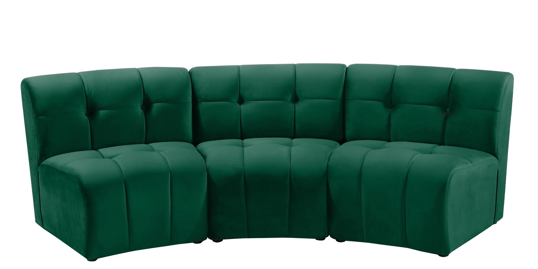 Green Velvet Modular Sectional Sofa Limitless 645green 3pc Meridian Modern  – Buy Online On Ny Furniture Outlet Regarding Green Velvet Modular Sectionals (Photo 8 of 15)