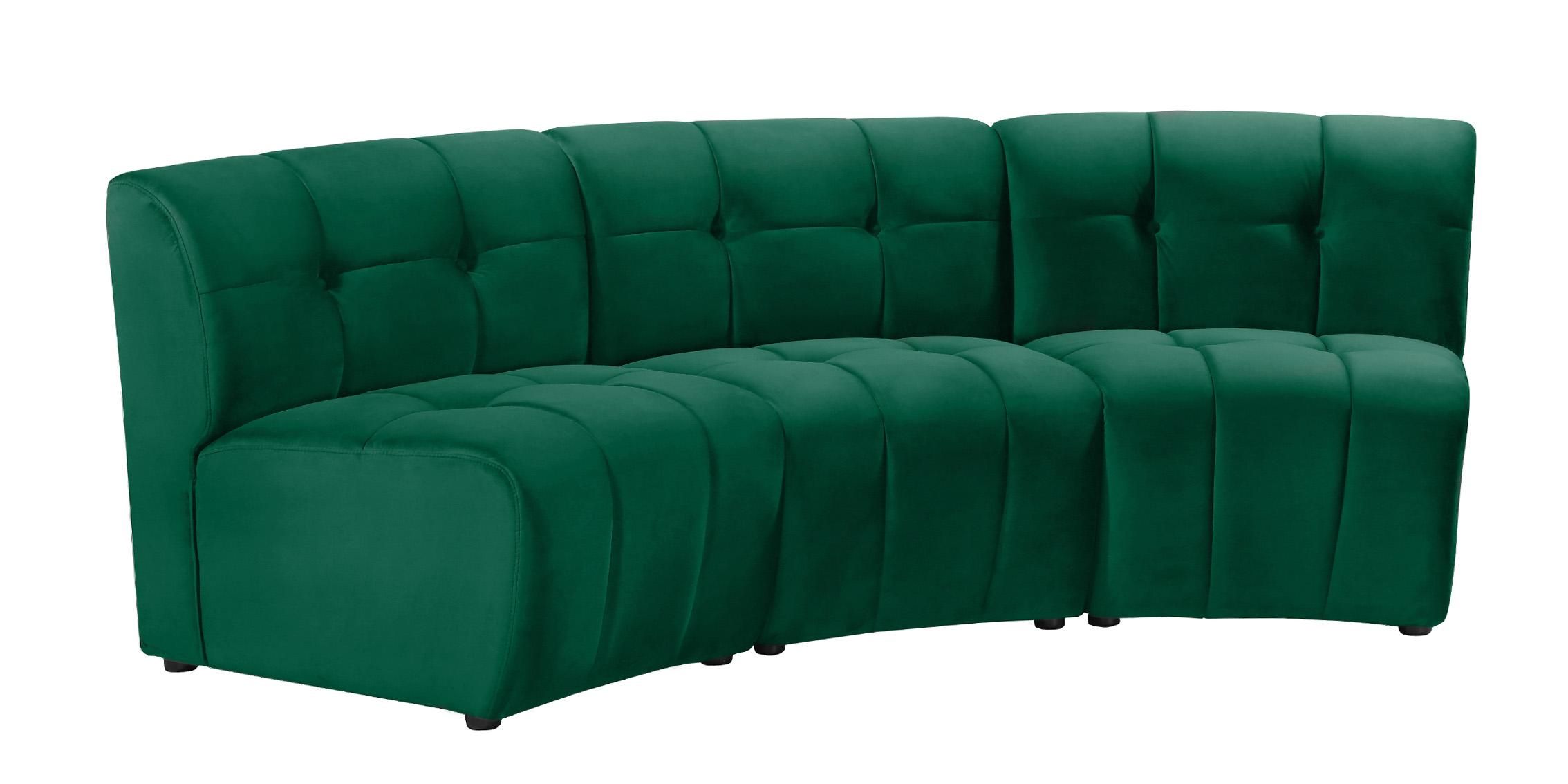 Green Velvet Modular Sectional Sofa Limitless 645green 3pc Meridian Modern  – Buy Online On Ny Furniture Outlet With Green Velvet Modular Sectionals (View 15 of 15)