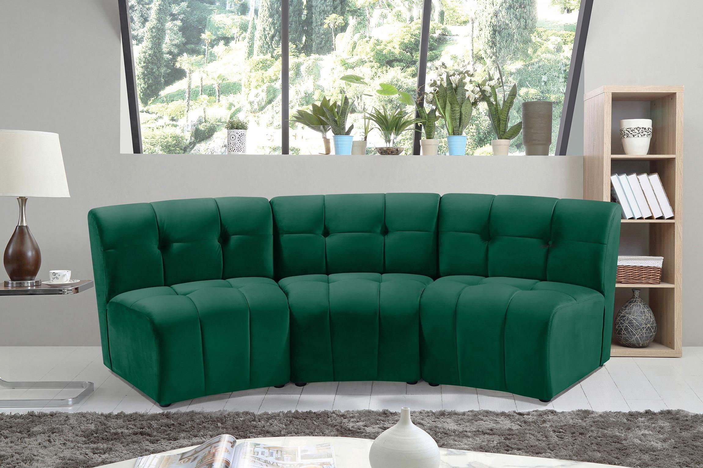 Green Velvet Modular Sectional Sofa Limitless 645green 3pc Meridian Modern  – Buy Online On Ny Furniture Outlet With Regard To Green Velvet Modular Sectionals (View 5 of 15)