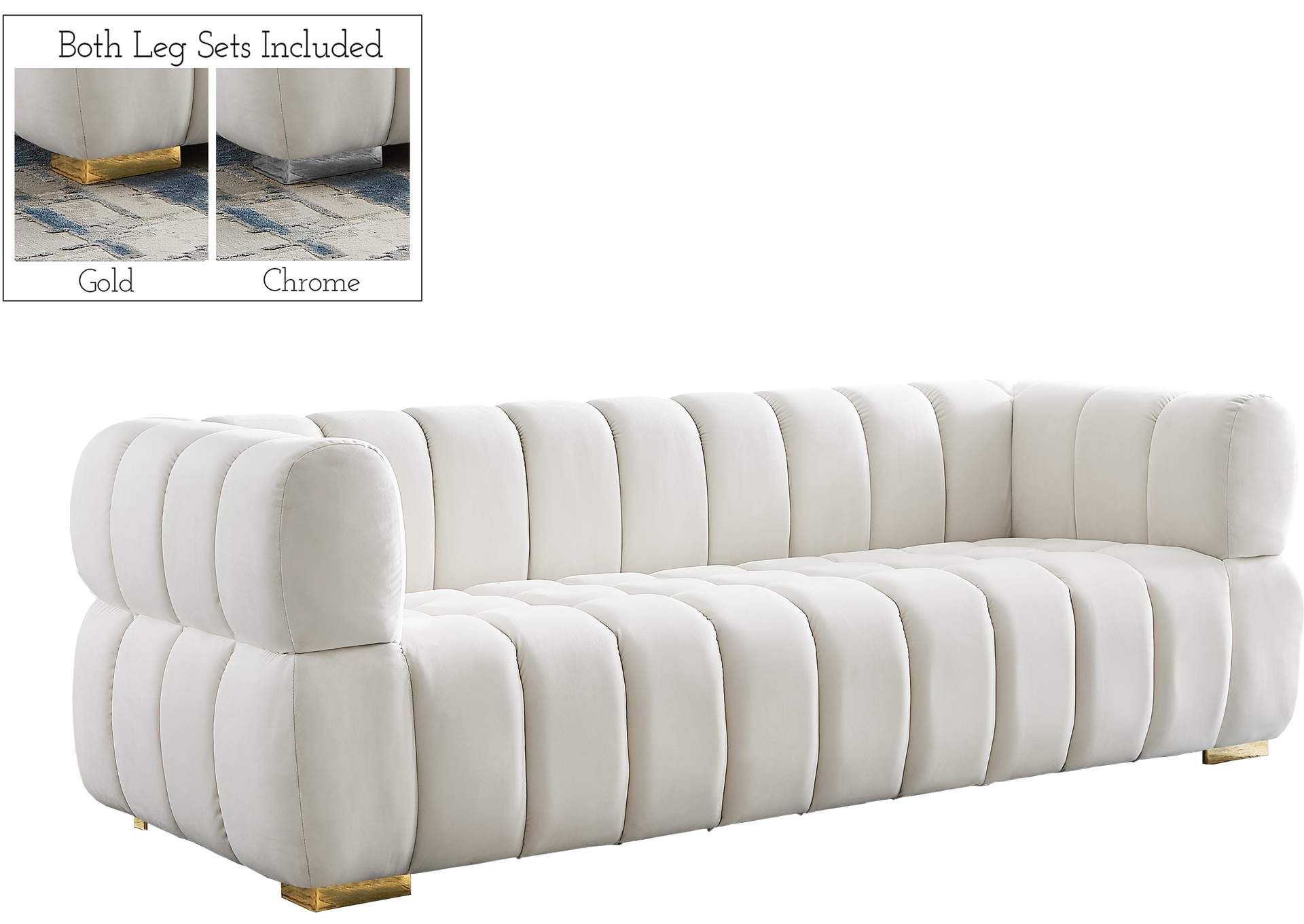 Gwen Cream Velvet Sofa Intended For Sofas In Cream (View 12 of 15)