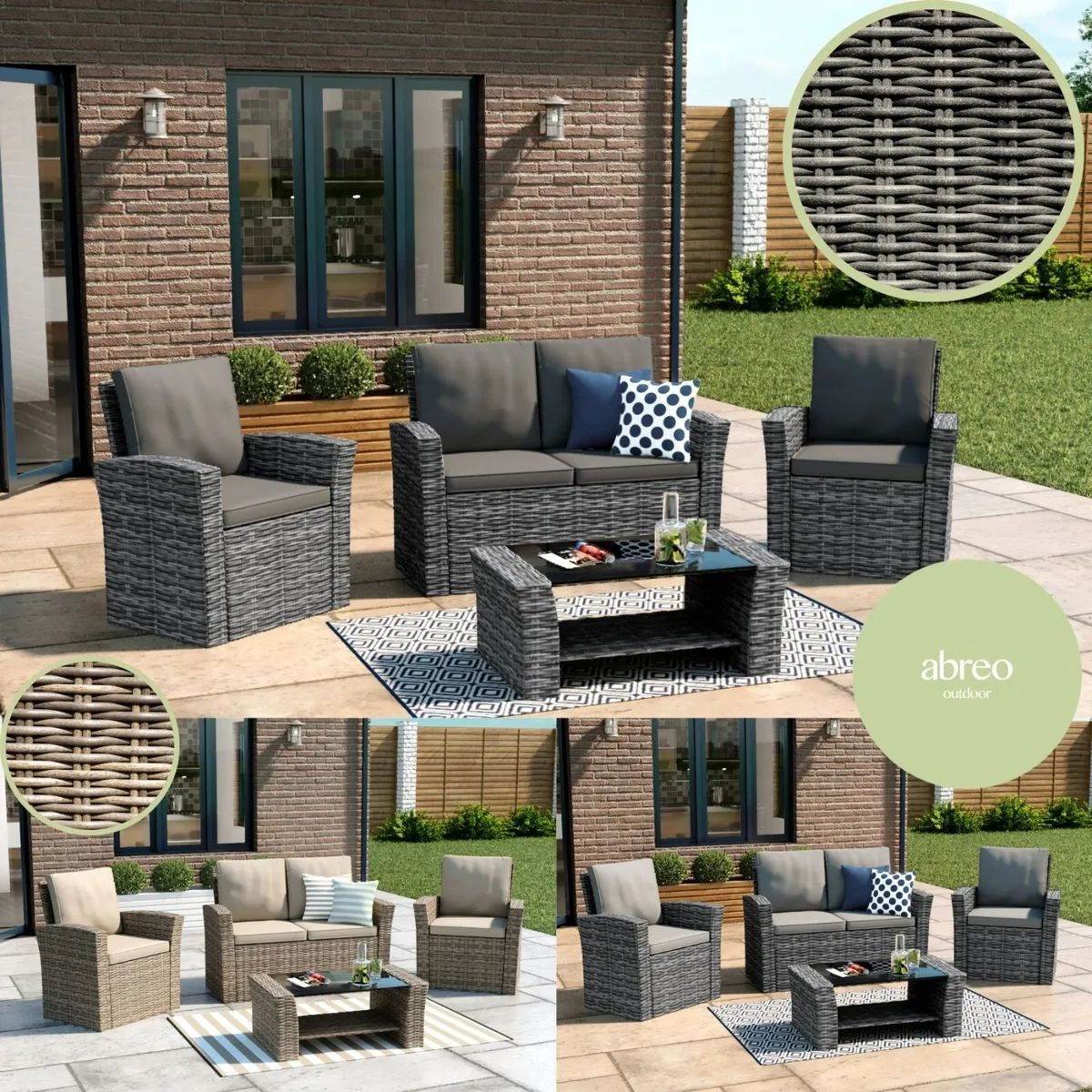 Half Round Rattan Garden Furniture 4 Seater Coffee Table Sofa Chairs Set  Outdoor | Ebay Intended For Outdoor Half Round Coffee Tables (Photo 8 of 15)