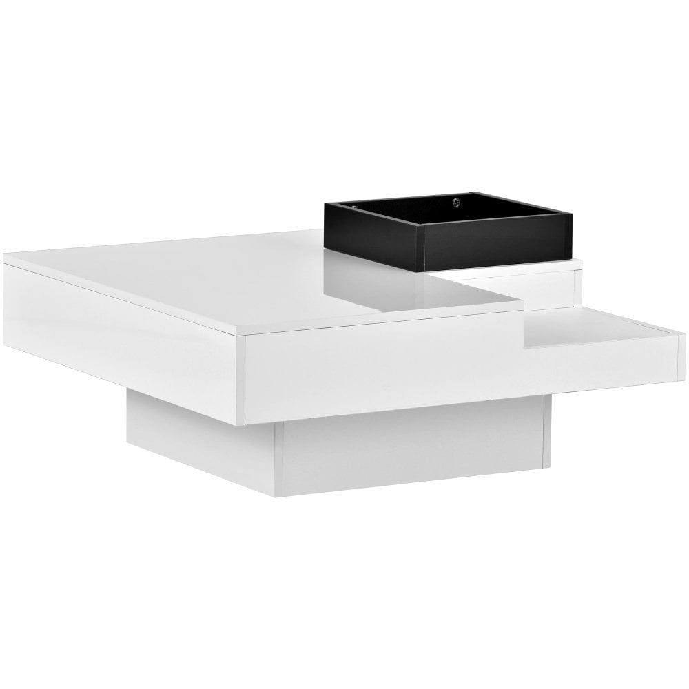 Hassch Modern Coffee Table With Detachable Tray, Minimalist Square Cocktail  Table With Led Lights, Remote Control For Living Room, White – Walmart With Hassch Modern Square Cocktail Tables (View 6 of 15)