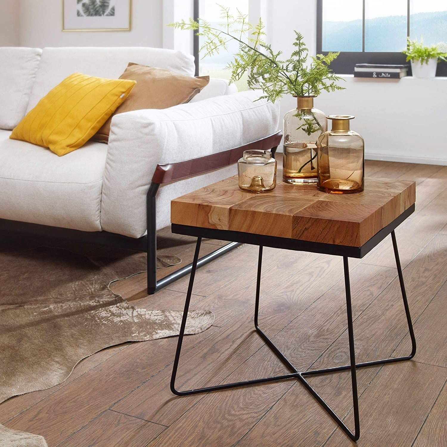 Heather Wood Side Table With Metal Legs – Decornation Within Coffee Tables With Metal Legs (View 12 of 15)
