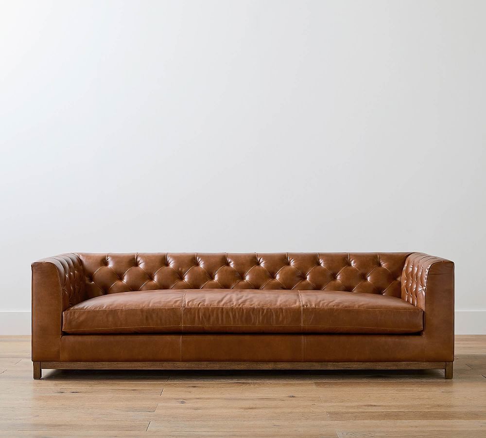 Henley Tufted Leather Sofa | Pottery Barn In Tufted Upholstered Sofas (Photo 15 of 15)