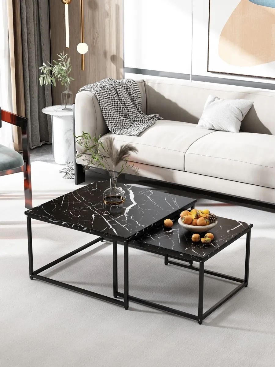 Home Nesting Coffee Table Set Of 2 Modern Square Coffee Table For Living  Room. | Ebay Inside Nesting Coffee Tables (Photo 15 of 15)